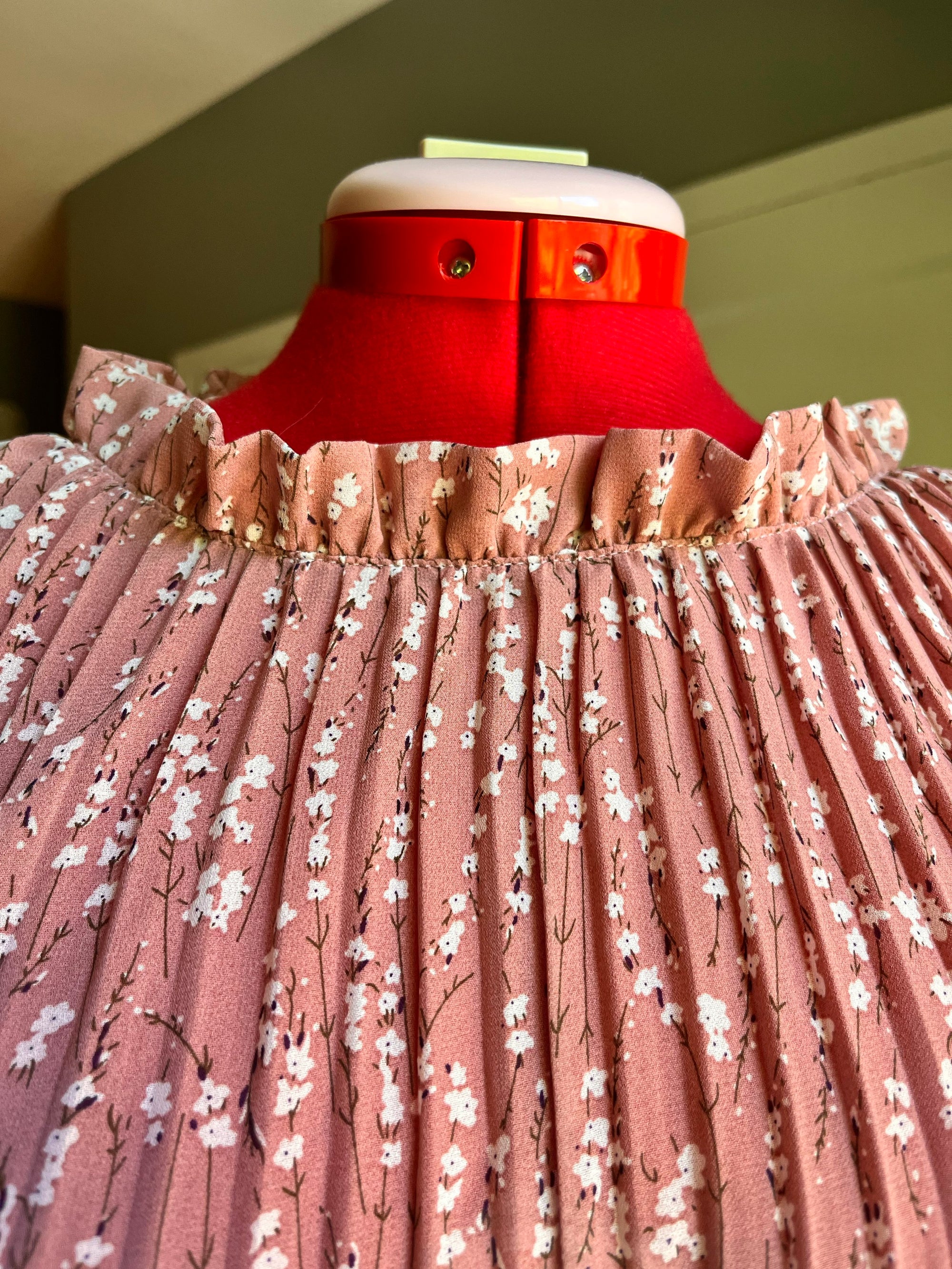 Pink Floral Pleated Dress