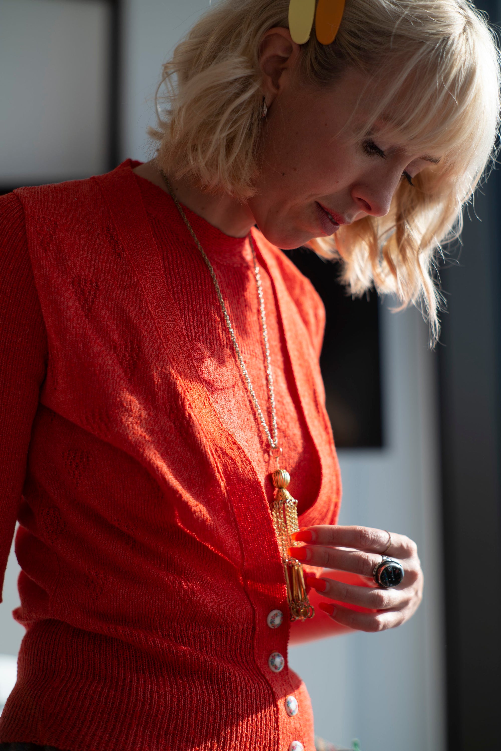 70s Red Tank and Cardigan