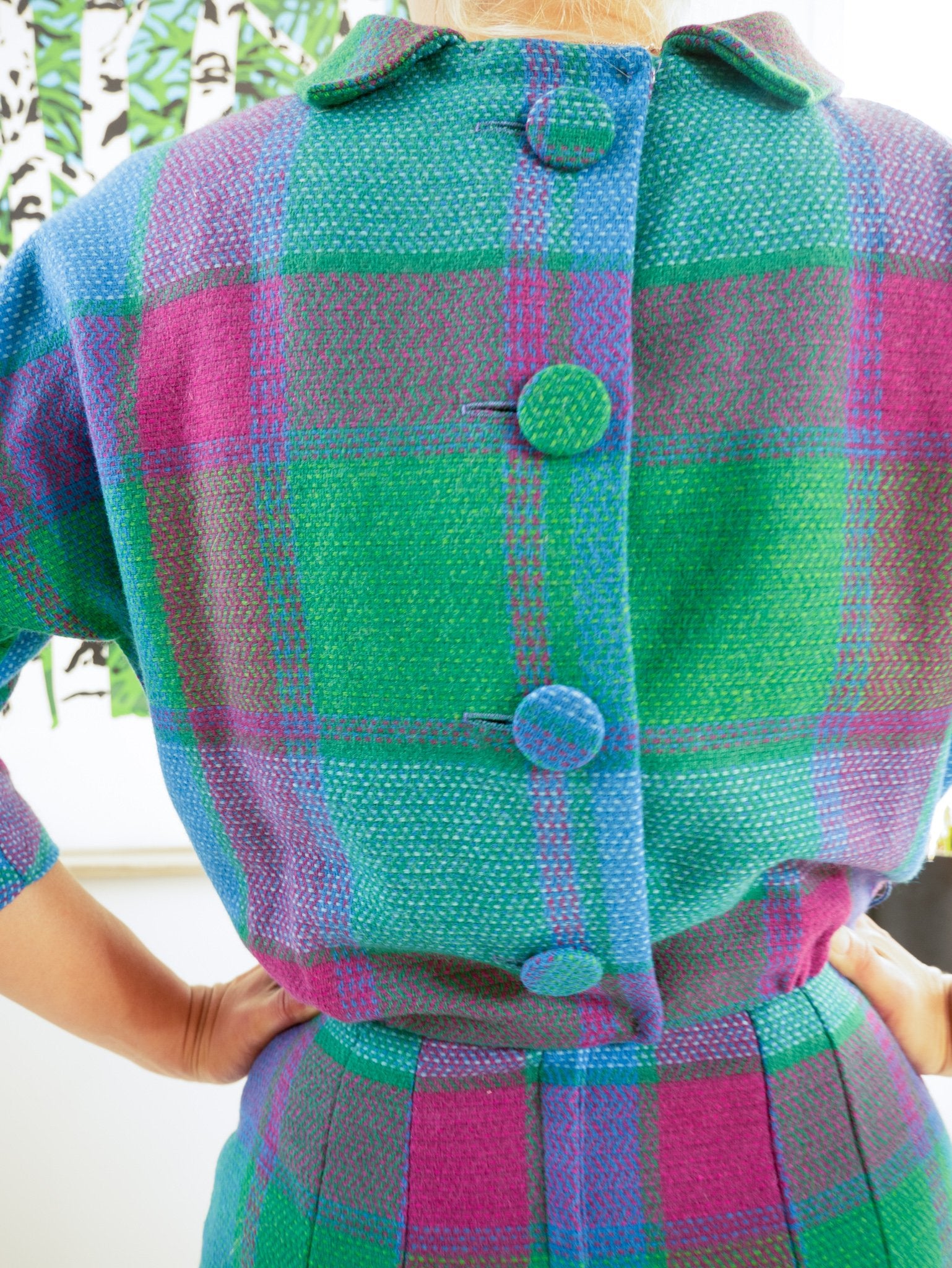 60s Plaid Collar Dress