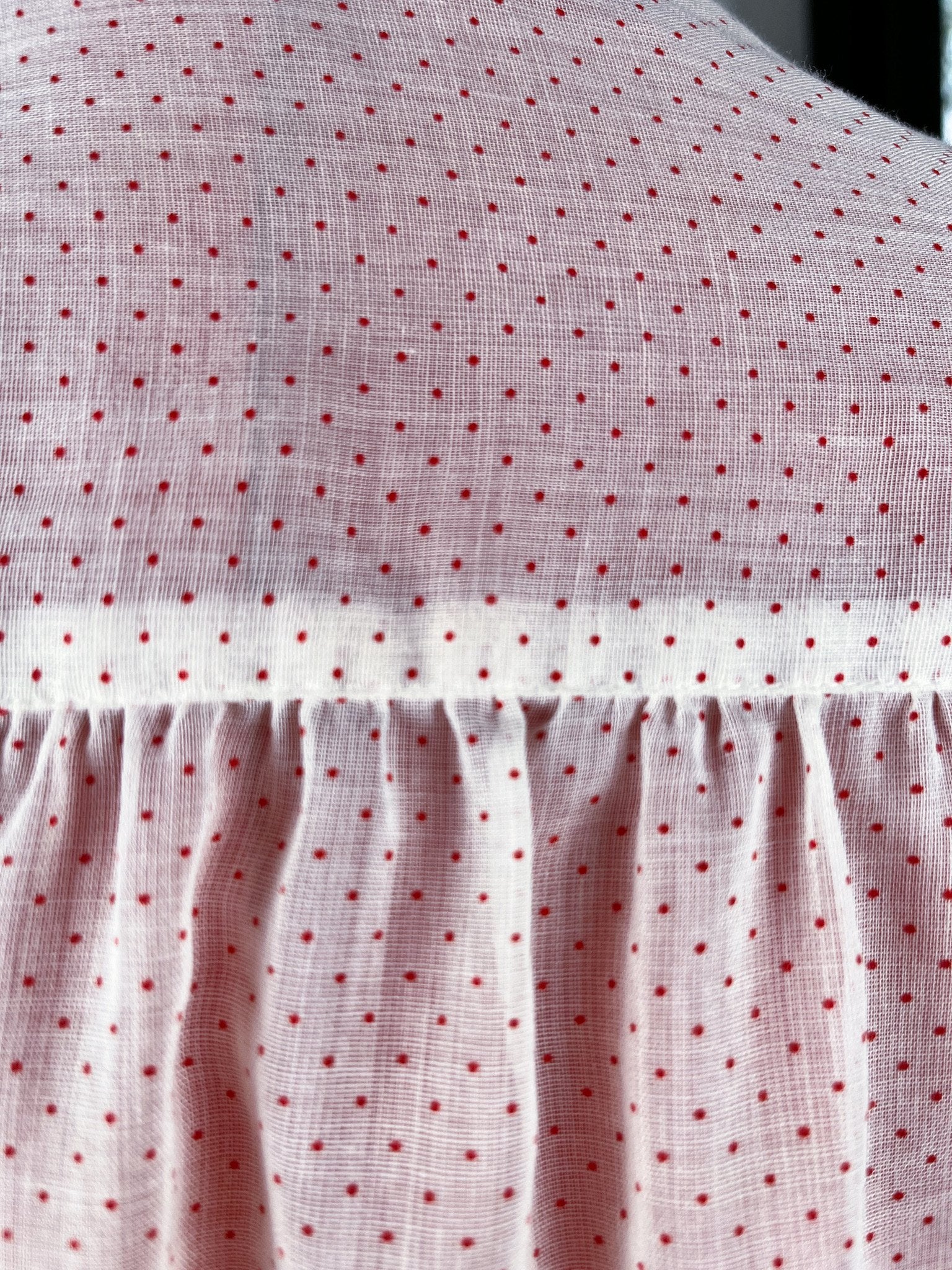 50s White and Red Polka dot Blouse