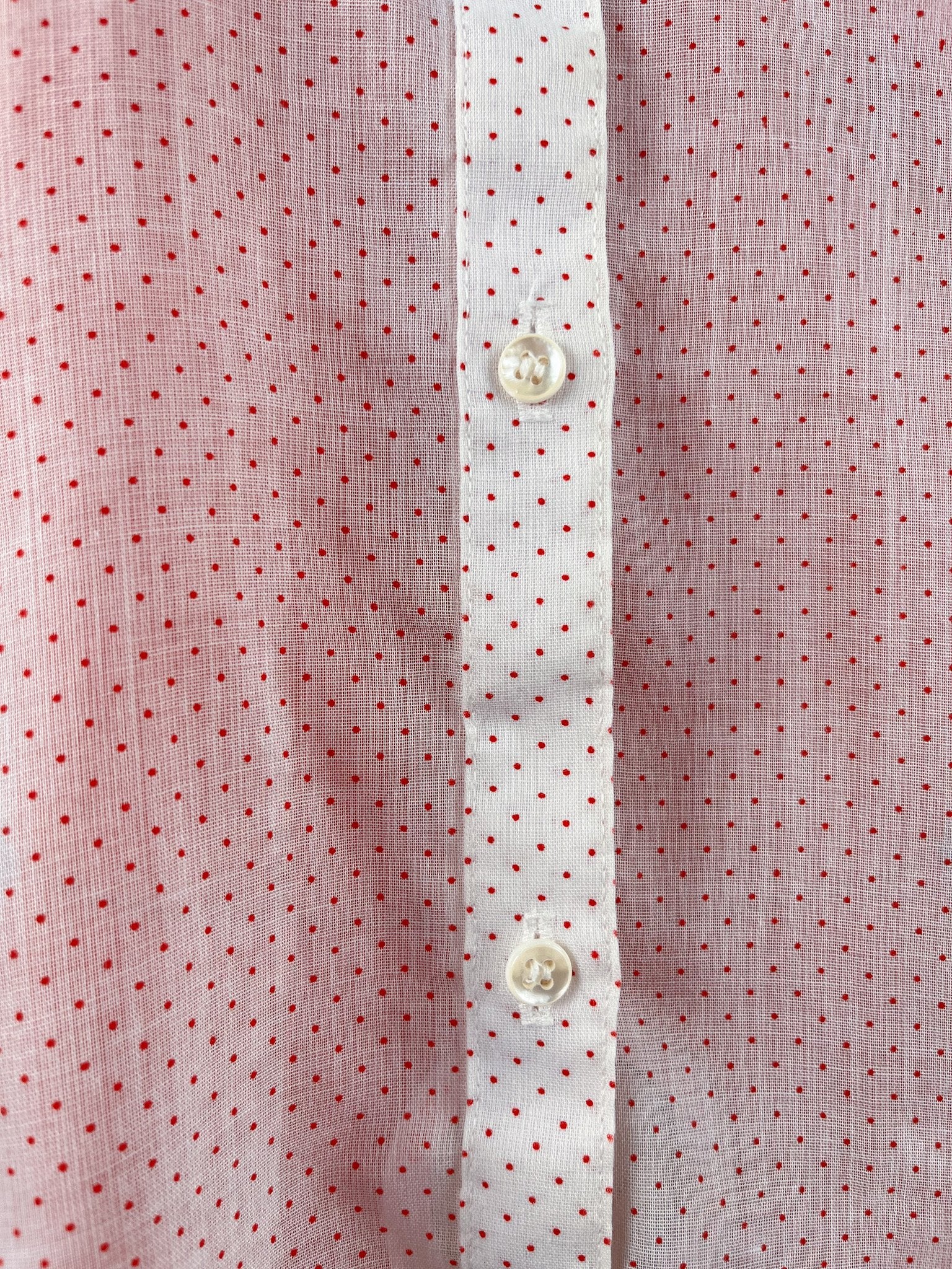 50s White and Red Polka dot Blouse