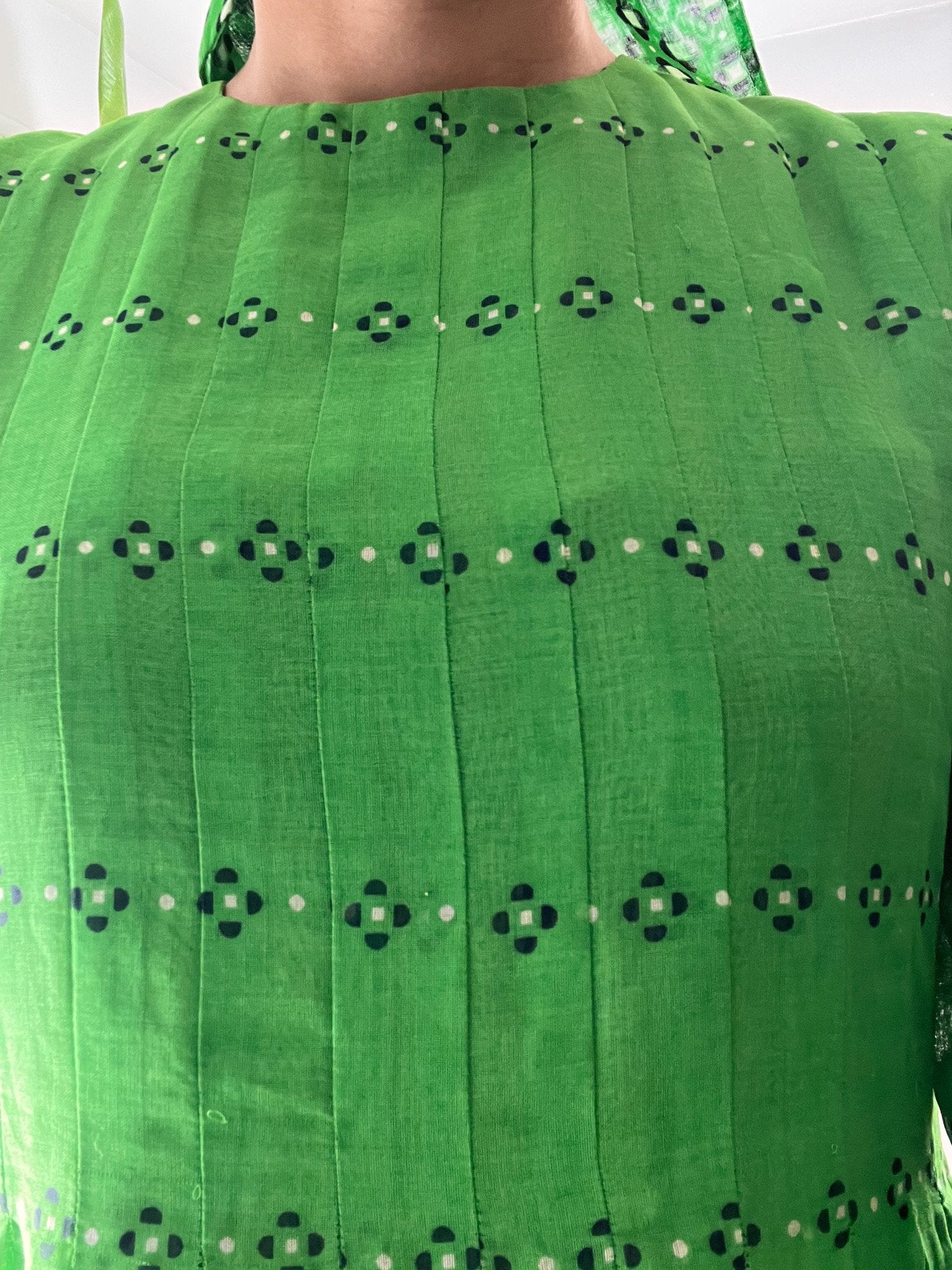 60s Green Dress See Through Sleeves