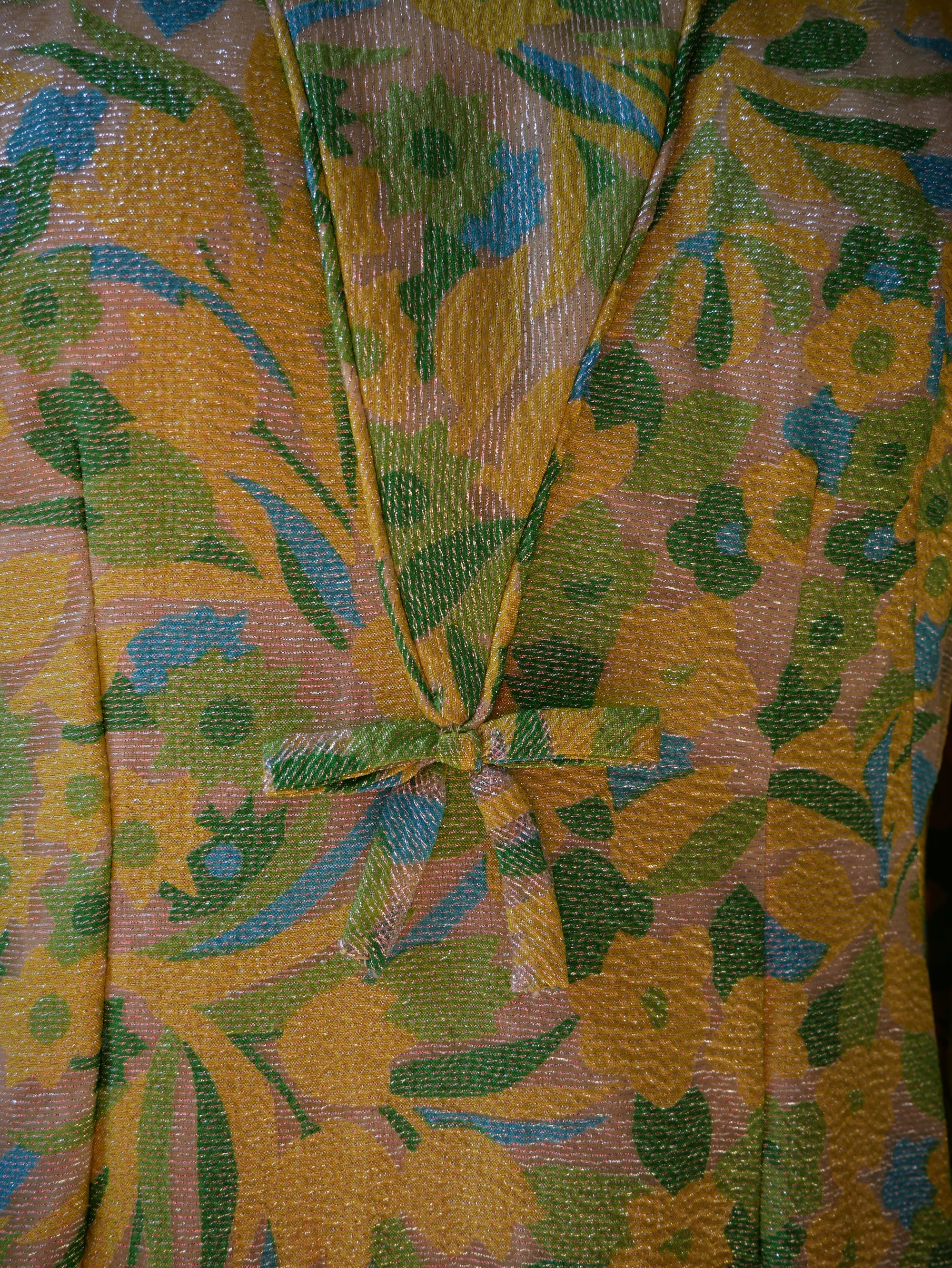 60s Lime Green Lurex Maxi Dress