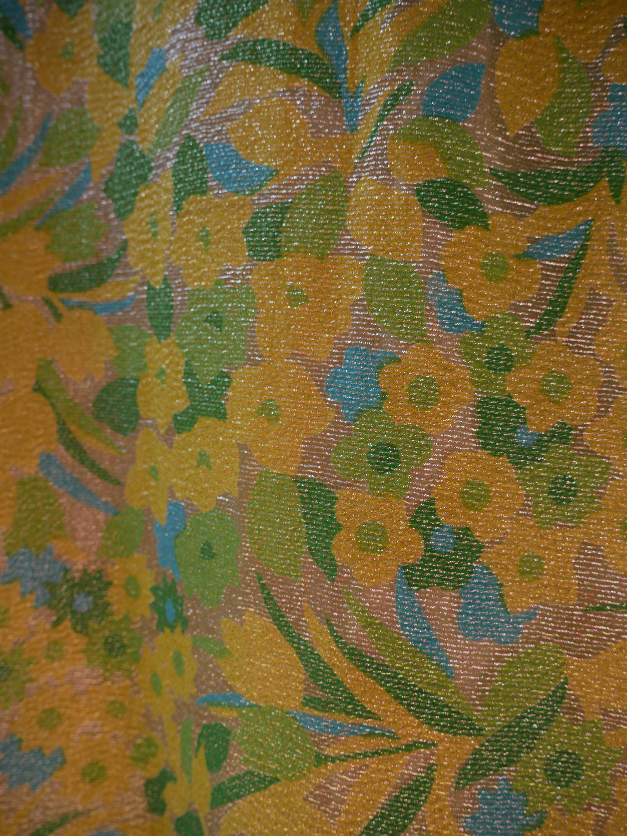 60s Lime Green Lurex Maxi Dress