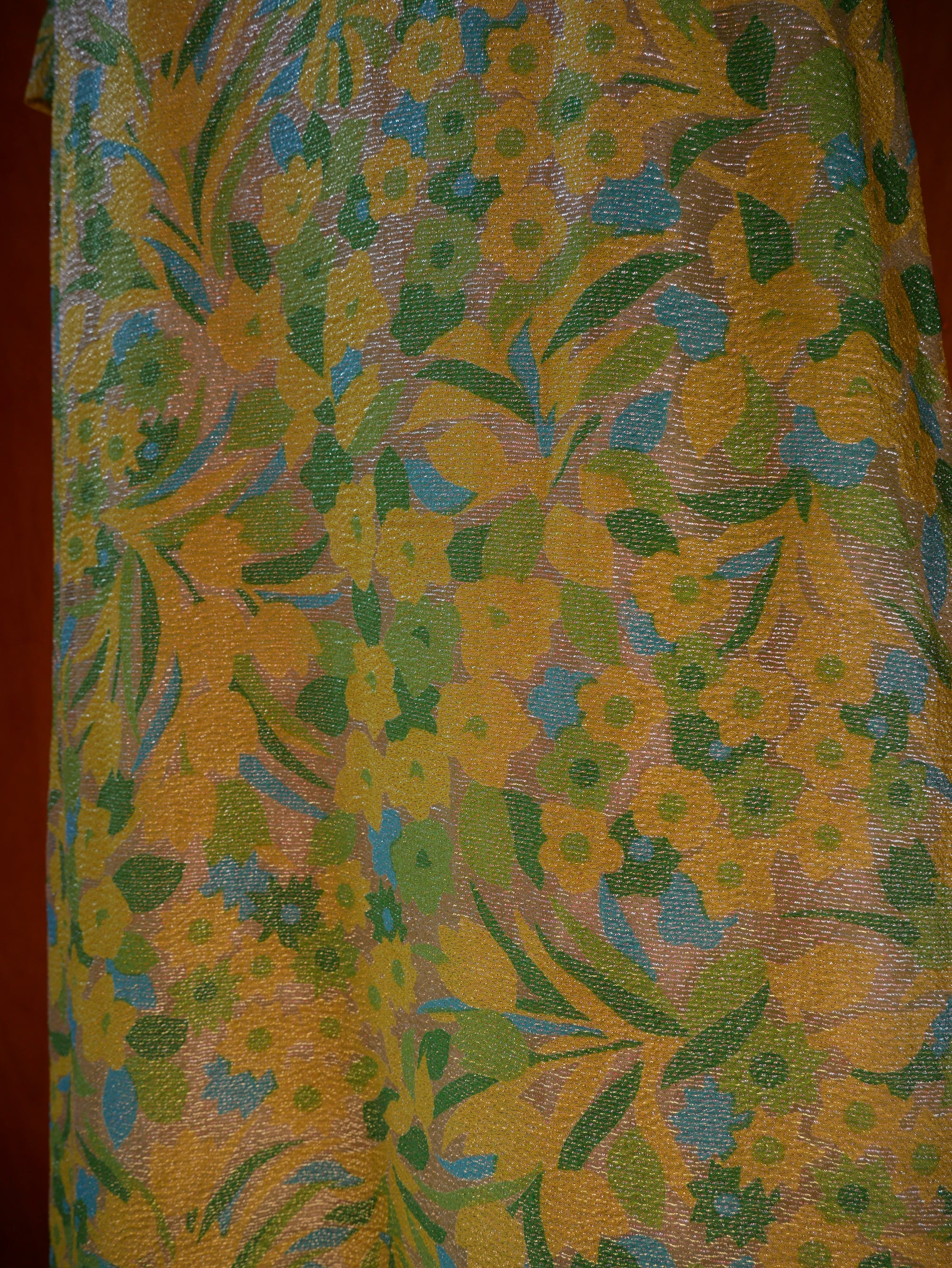 60s Lime Green Lurex Maxi Dress