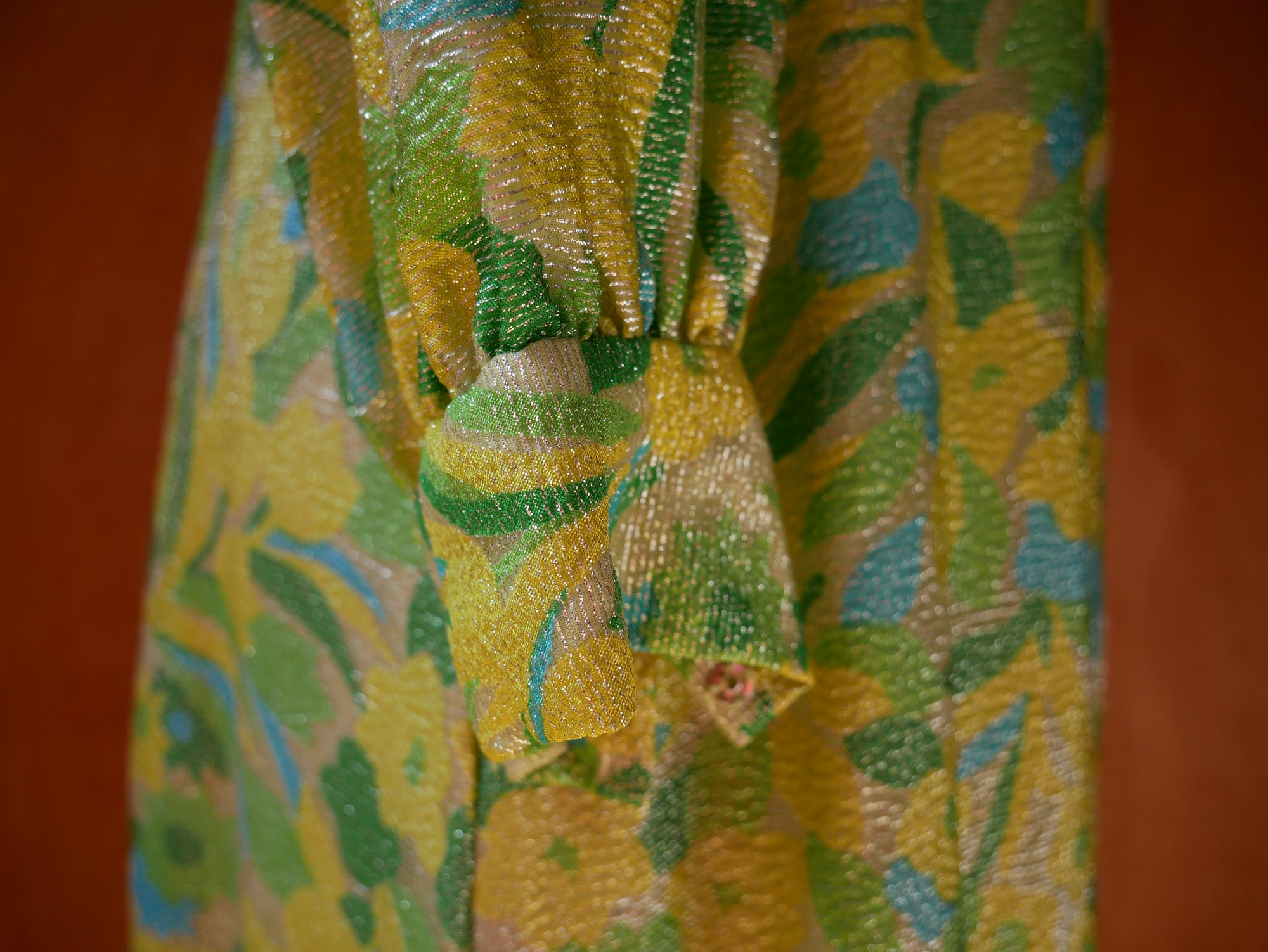 60s Lime Green Lurex Maxi Dress