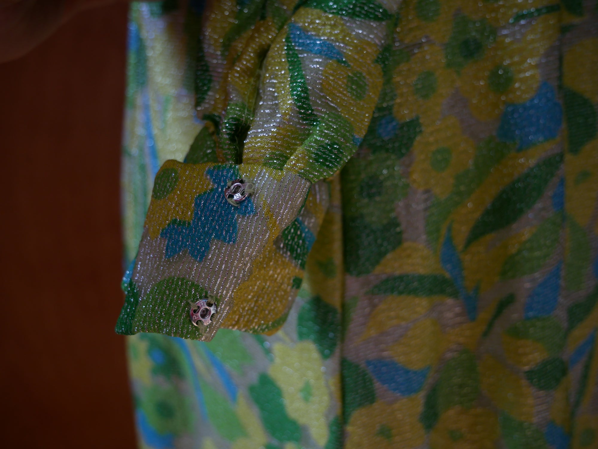 60s Lime Green Lurex Maxi Dress