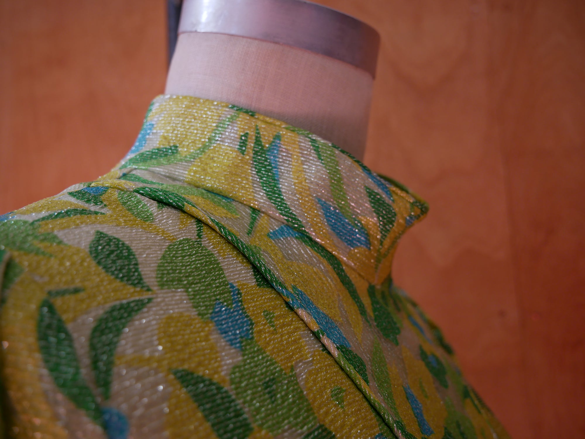 60s Lime Green Lurex Maxi Dress