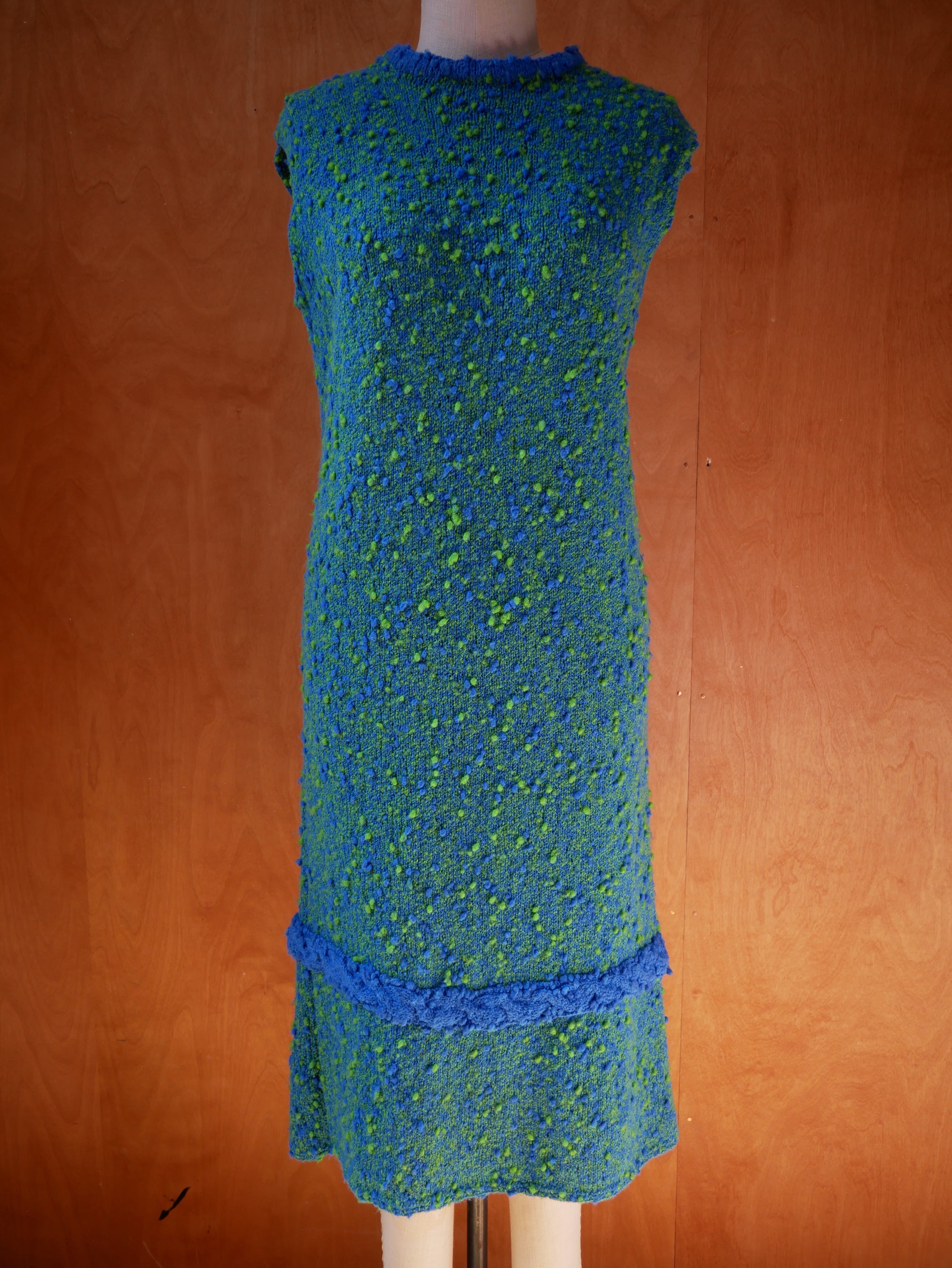 60s Sleeveless Popcorn Knit Dress