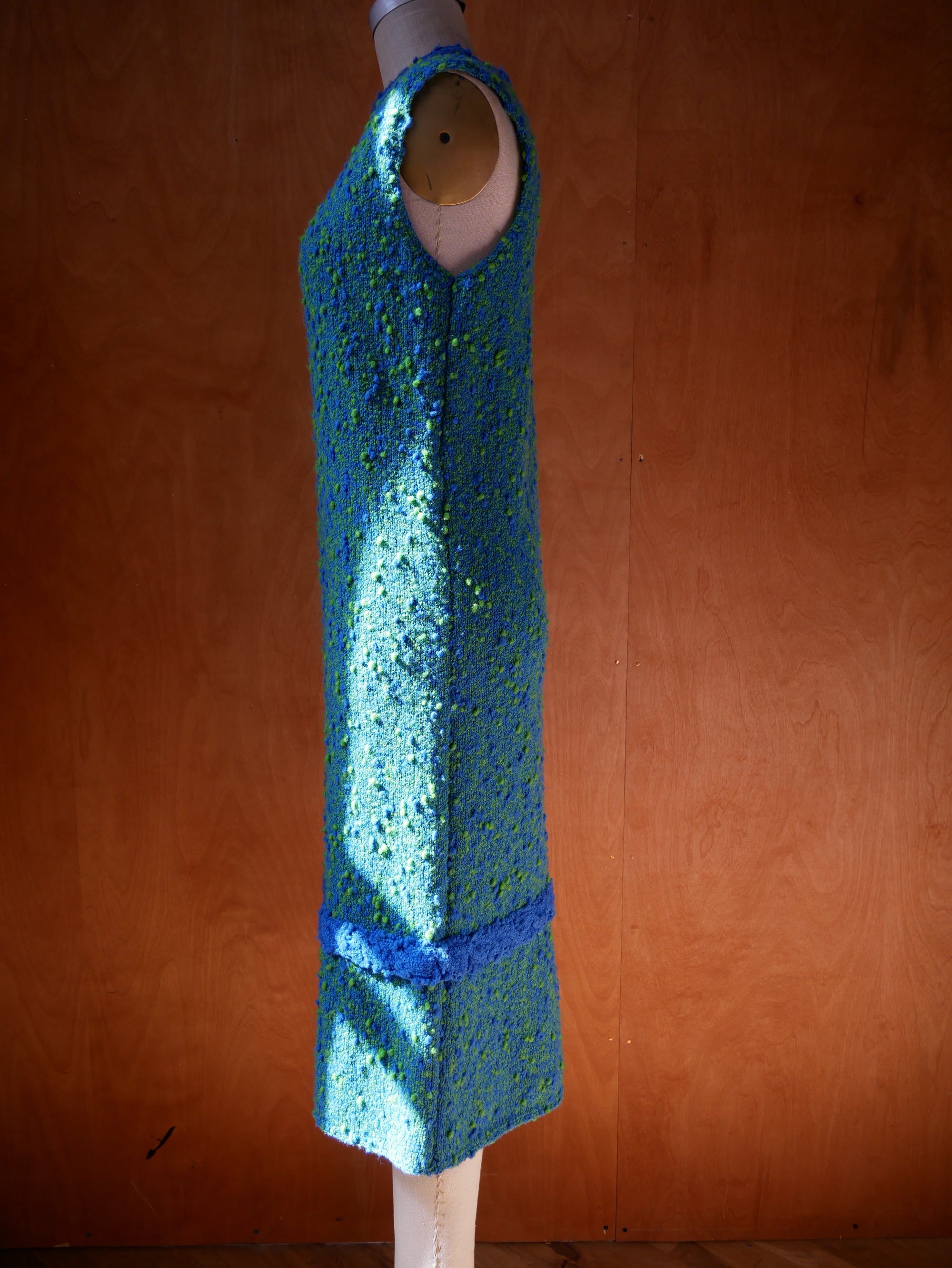 60s Sleeveless Popcorn Knit Dress