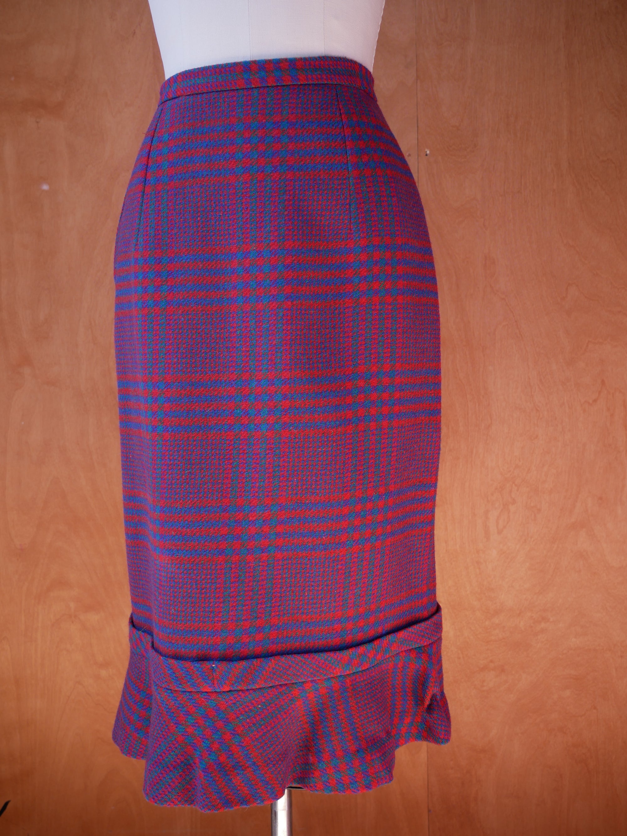 60s Wool Trumpet Skirt with Bow