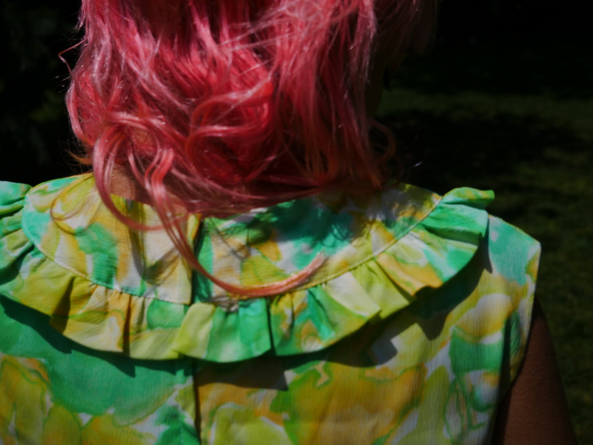 60s Green / Yellow Floral Sleeveless Shift Dress