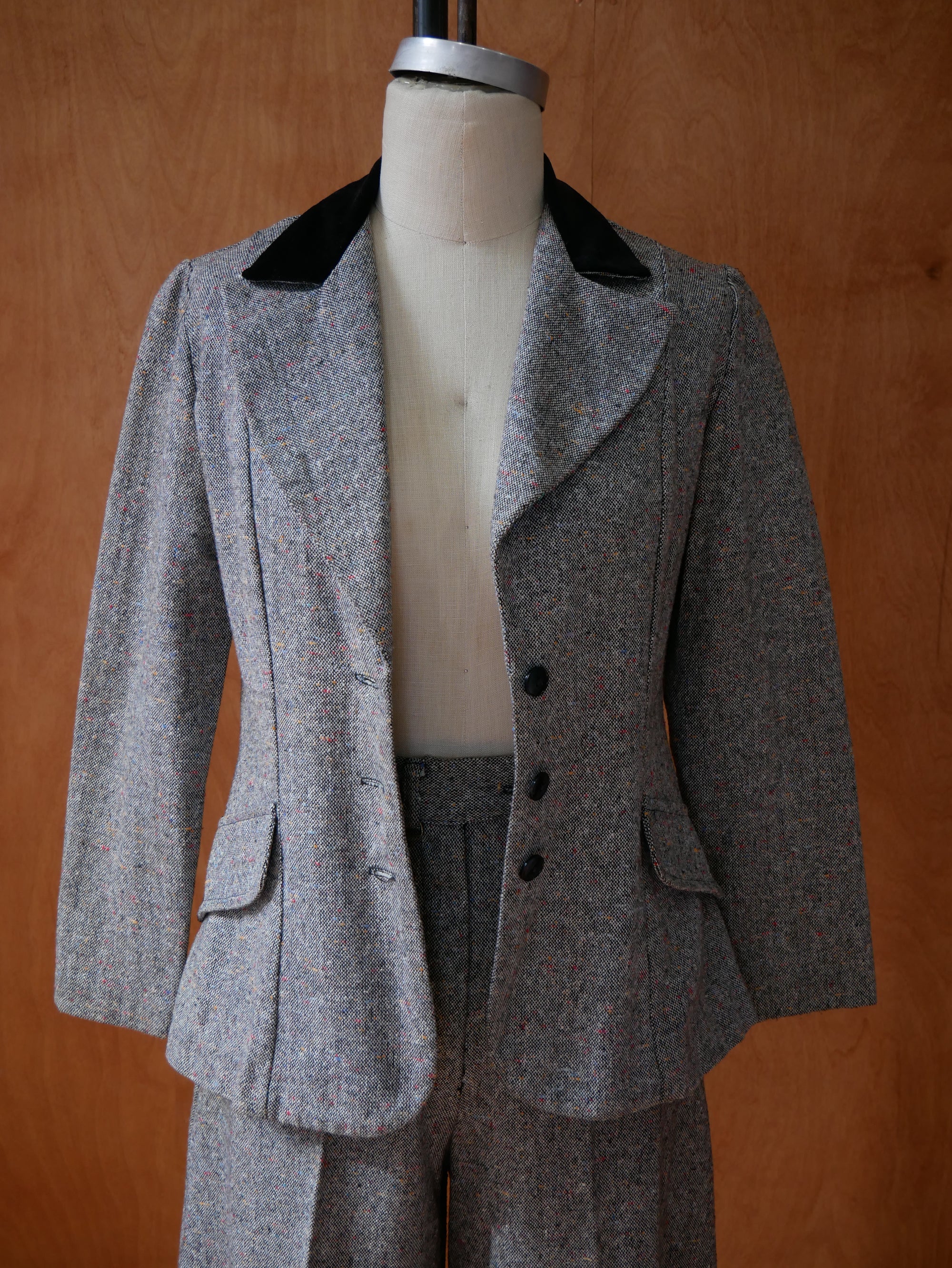70s Tweed Blazer / Culottes Shorts Set
