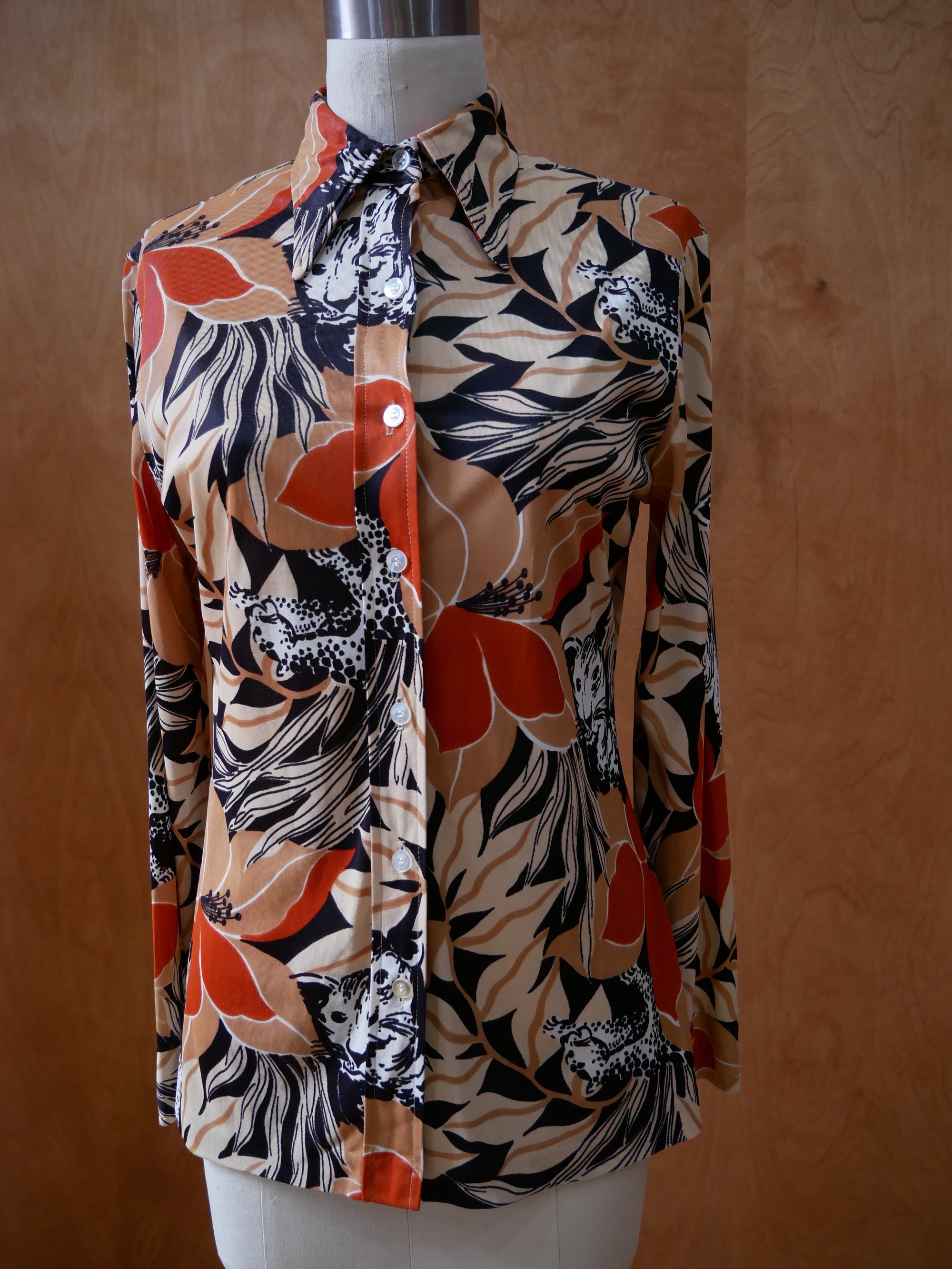70s Wild Cat Button Up Shirt
