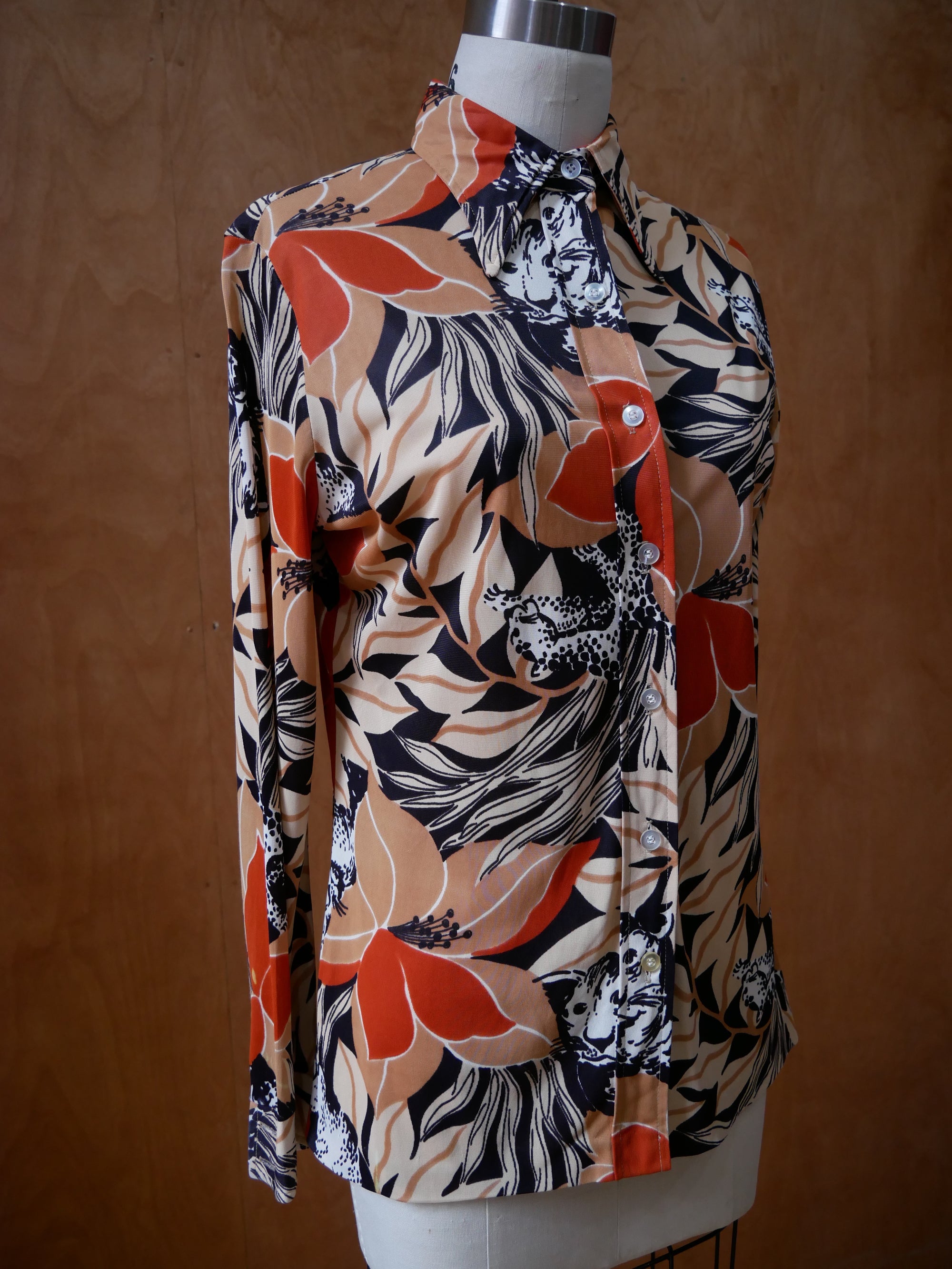 70s Wild Cat Button Up Shirt