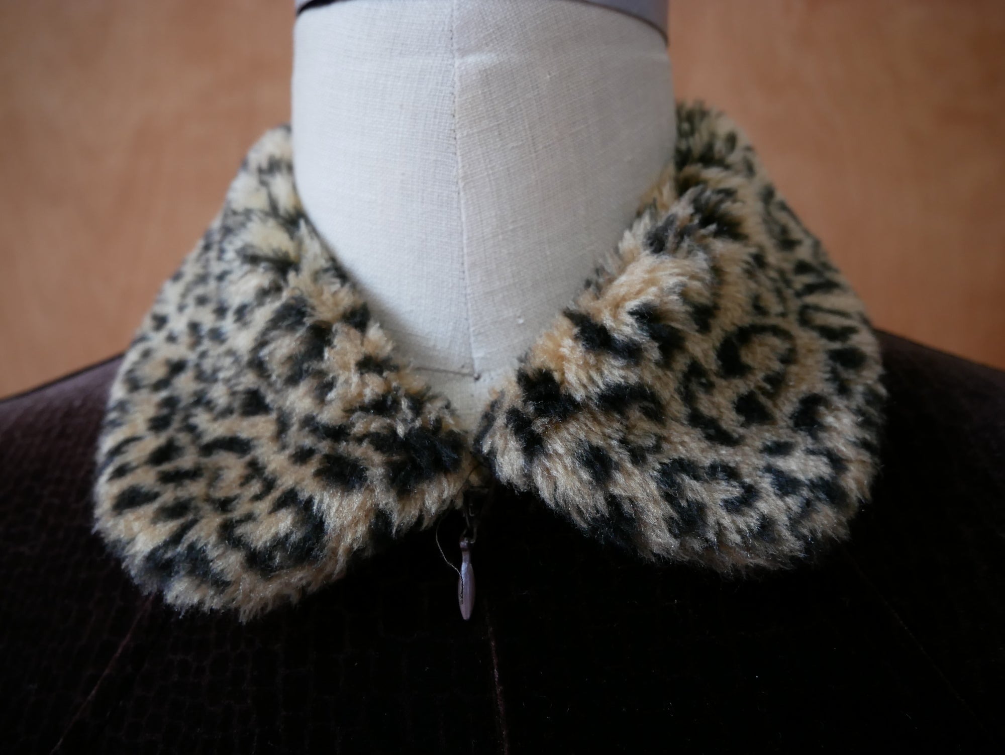 Vintage Karo Faux Leopard Trim Jumpsuit