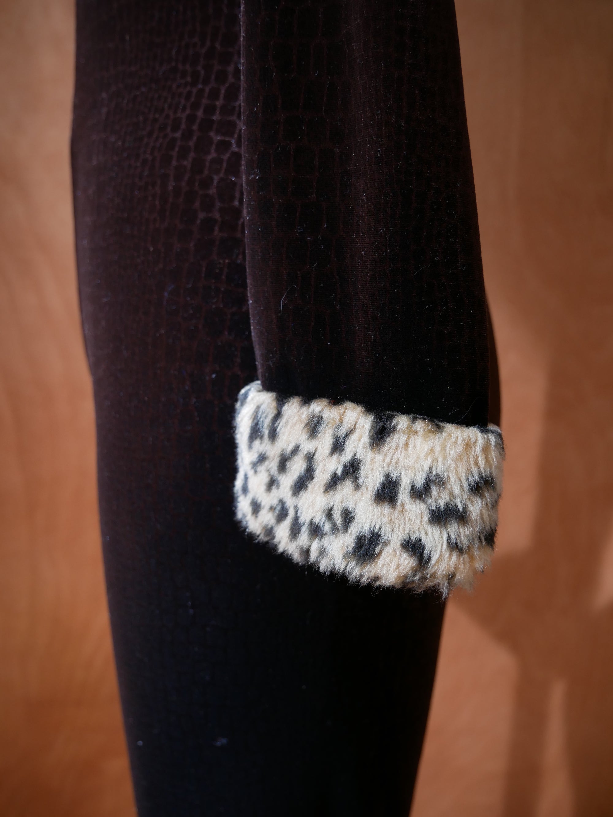 Vintage Karo Faux Leopard Trim Jumpsuit