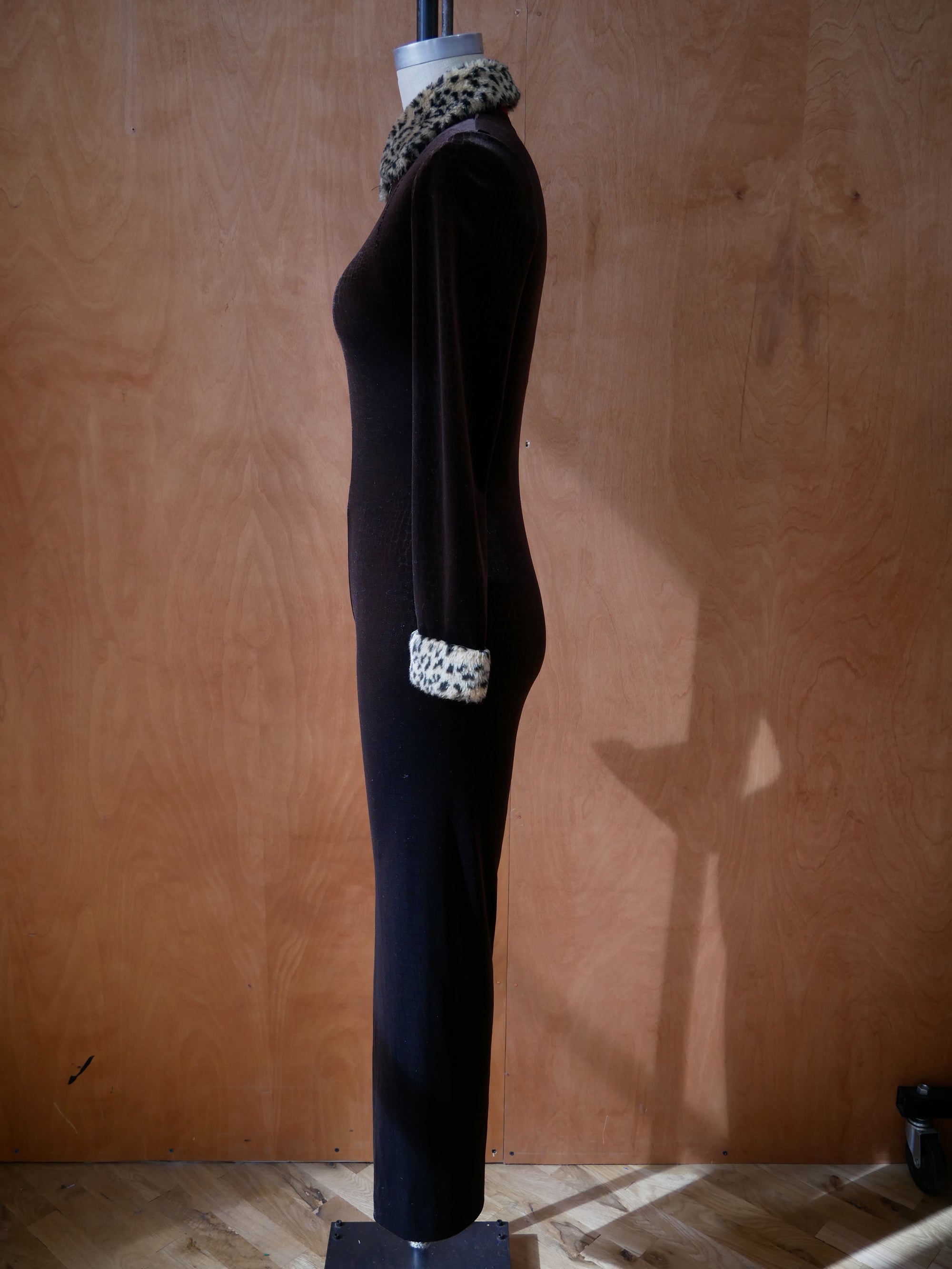 Vintage Karo Faux Leopard Trim Jumpsuit