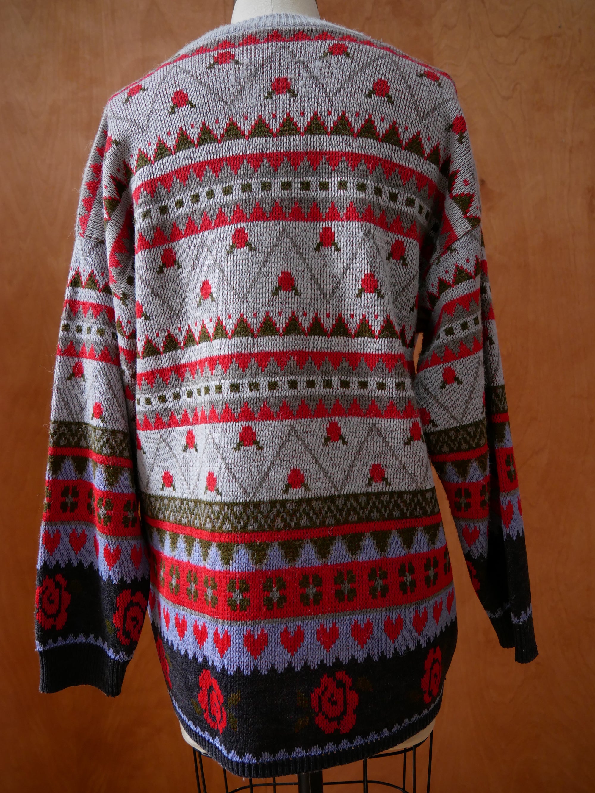 80s Rose and Heart Sweater