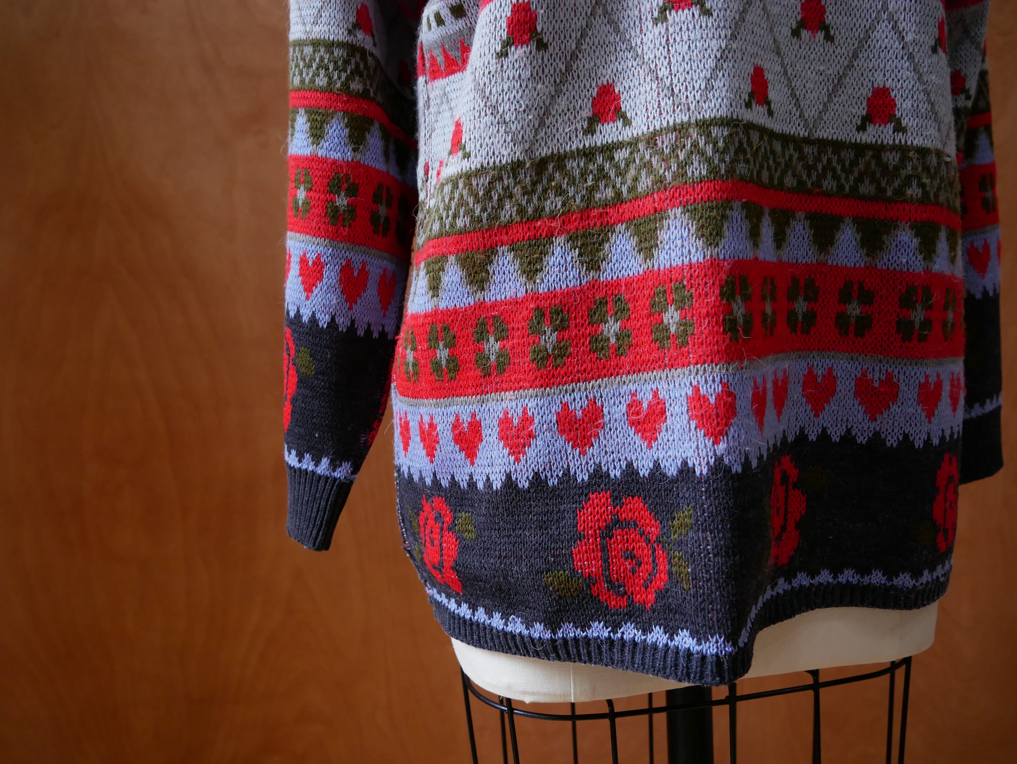 80s Rose and Heart Sweater