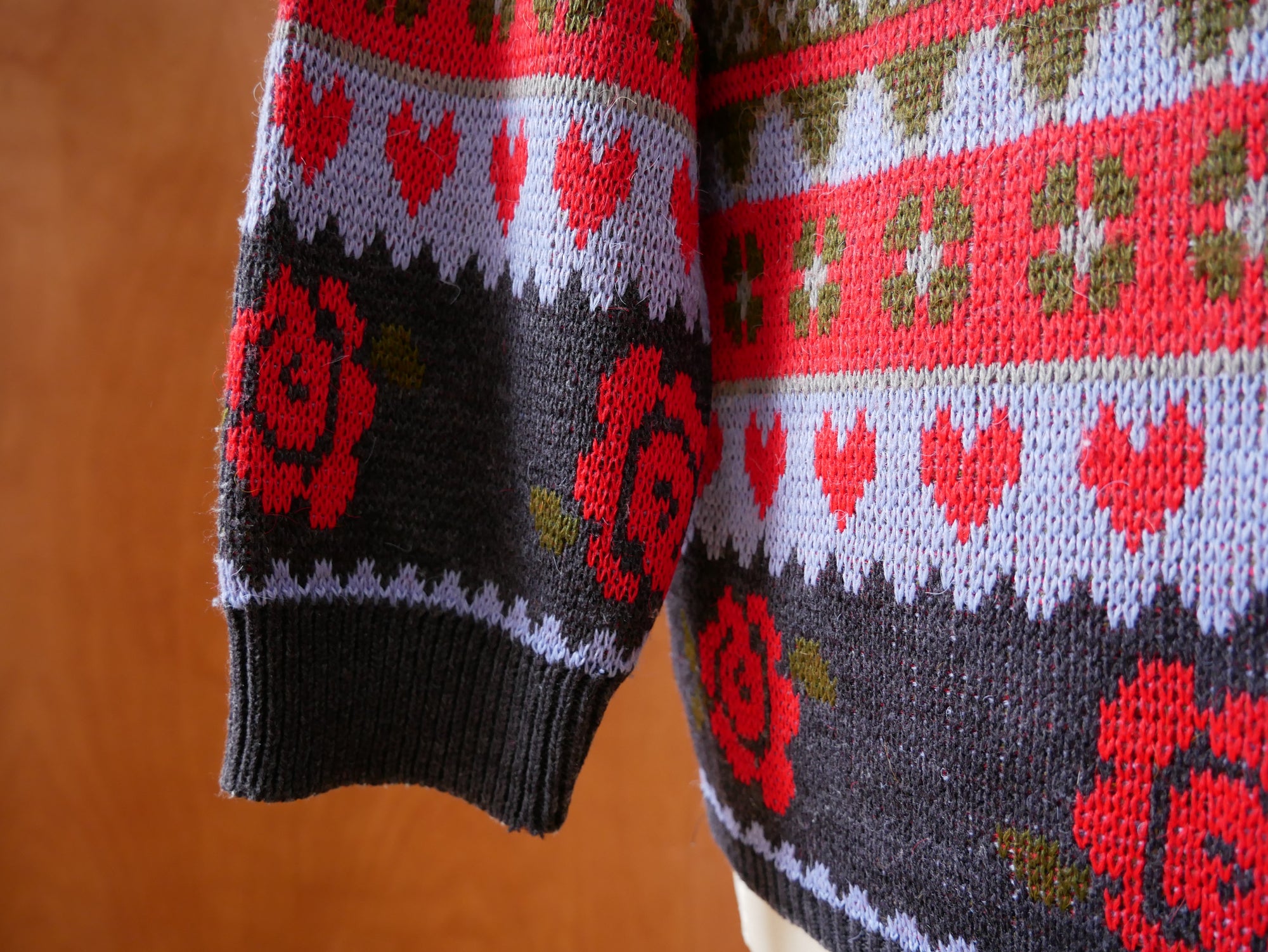 80s Rose and Heart Sweater