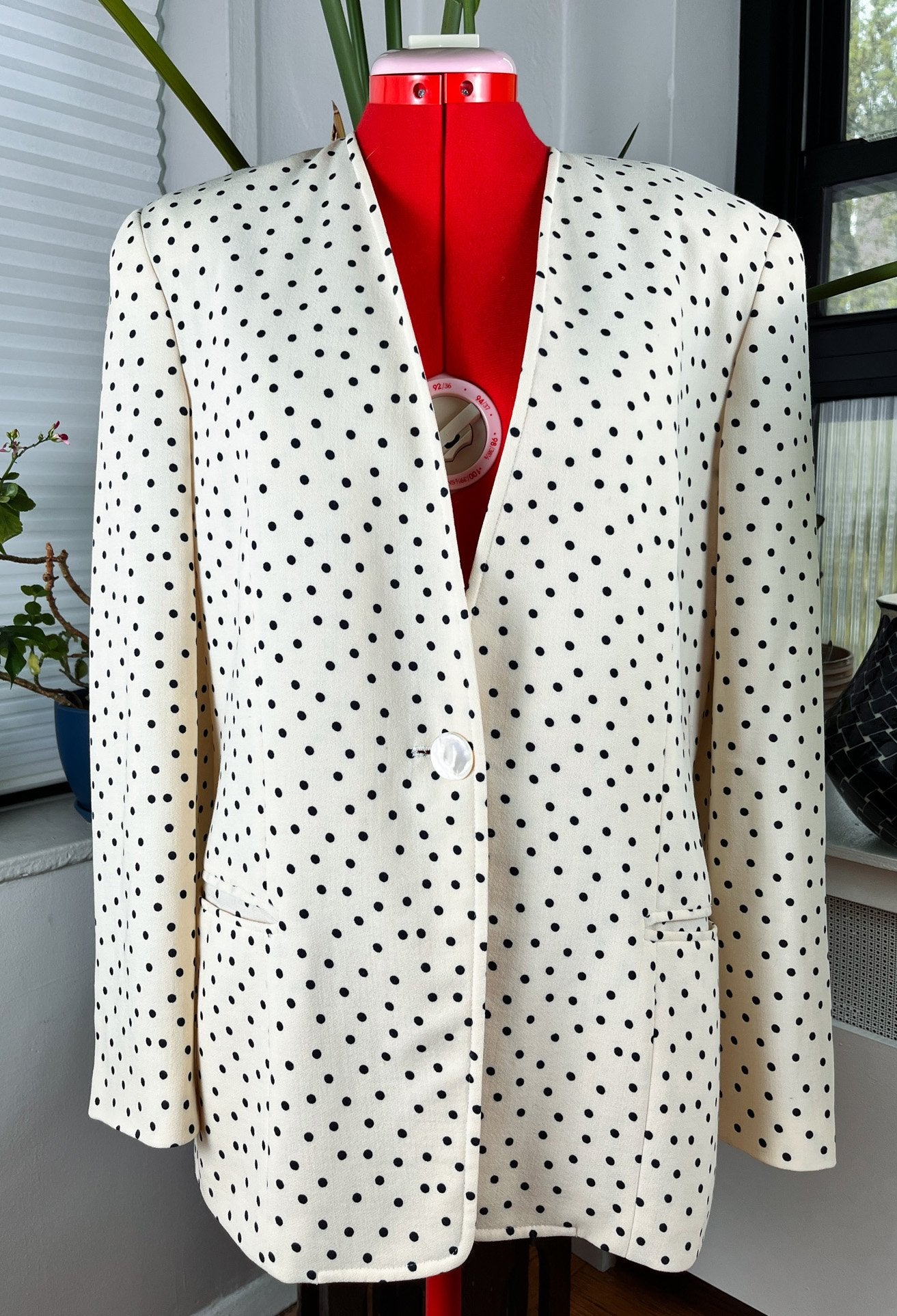 80s Black and White Polka Dot Blazer