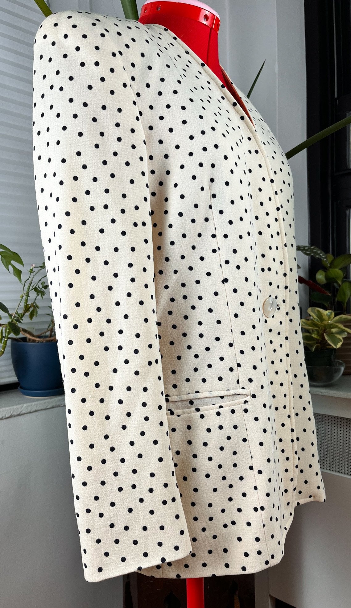 80s Black and White Polka Dot Blazer