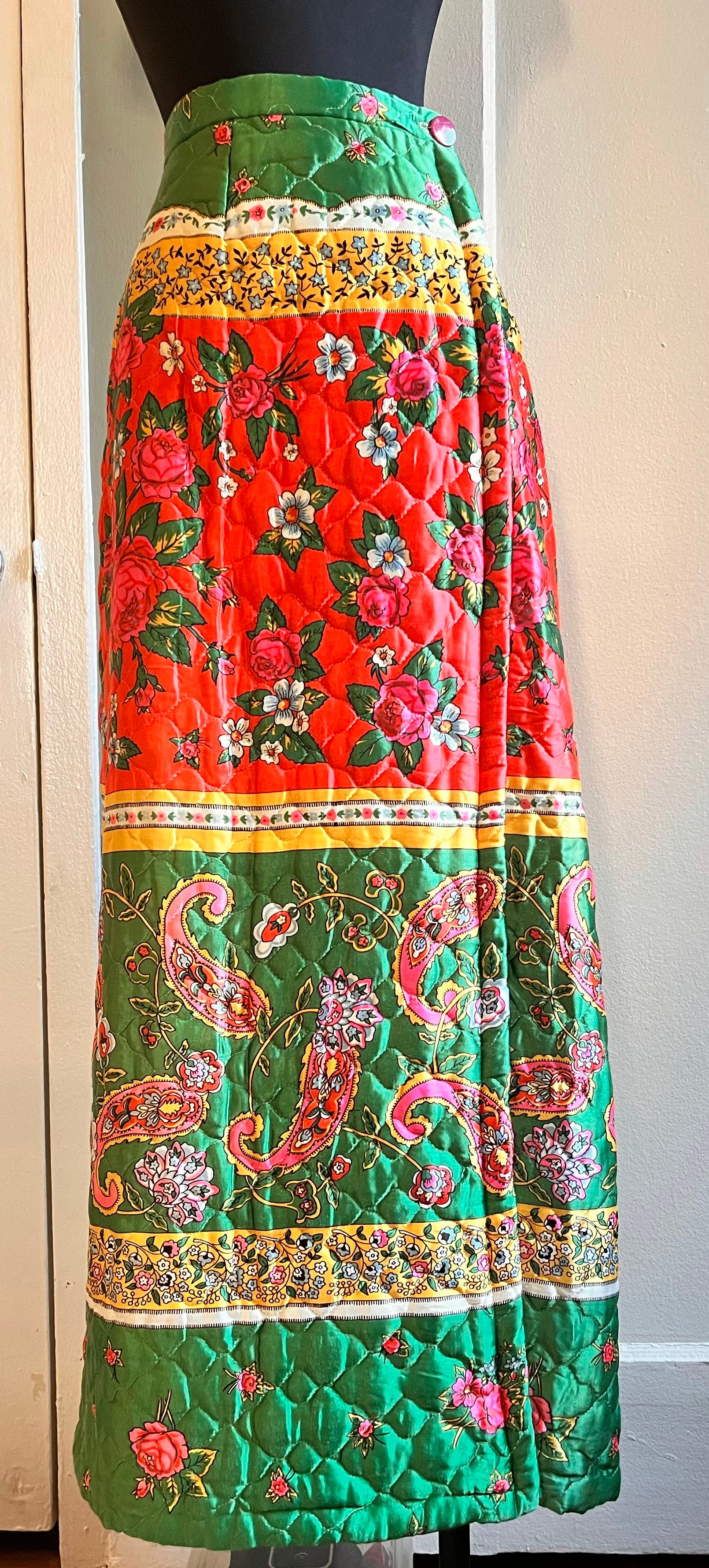 Quilted Paisley / Flower Maxi Skirt