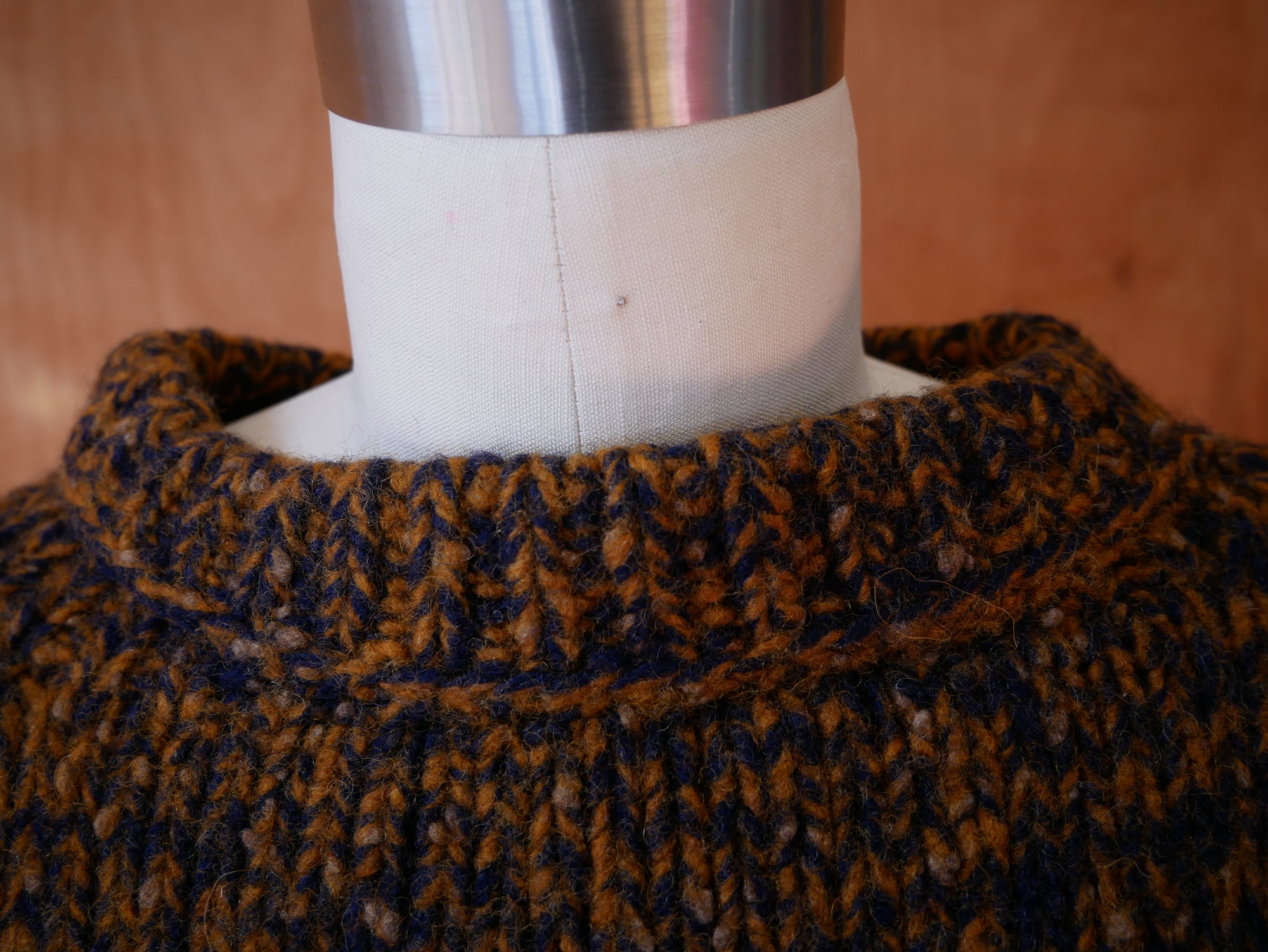 Vintage Brown / Black Knitted Wool Over Sized Sweater