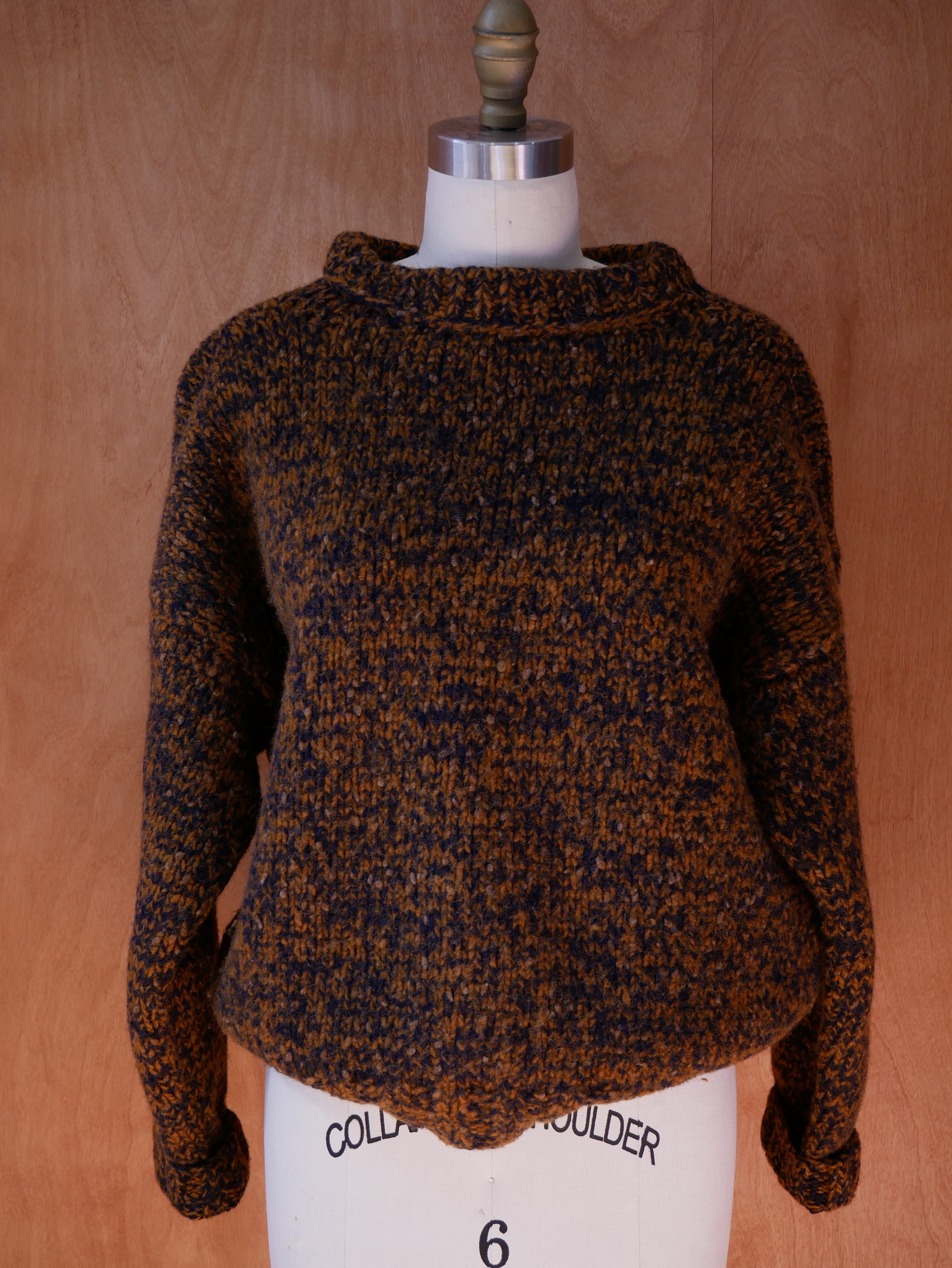 Vintage Brown / Black Knitted Wool Over Sized Sweater
