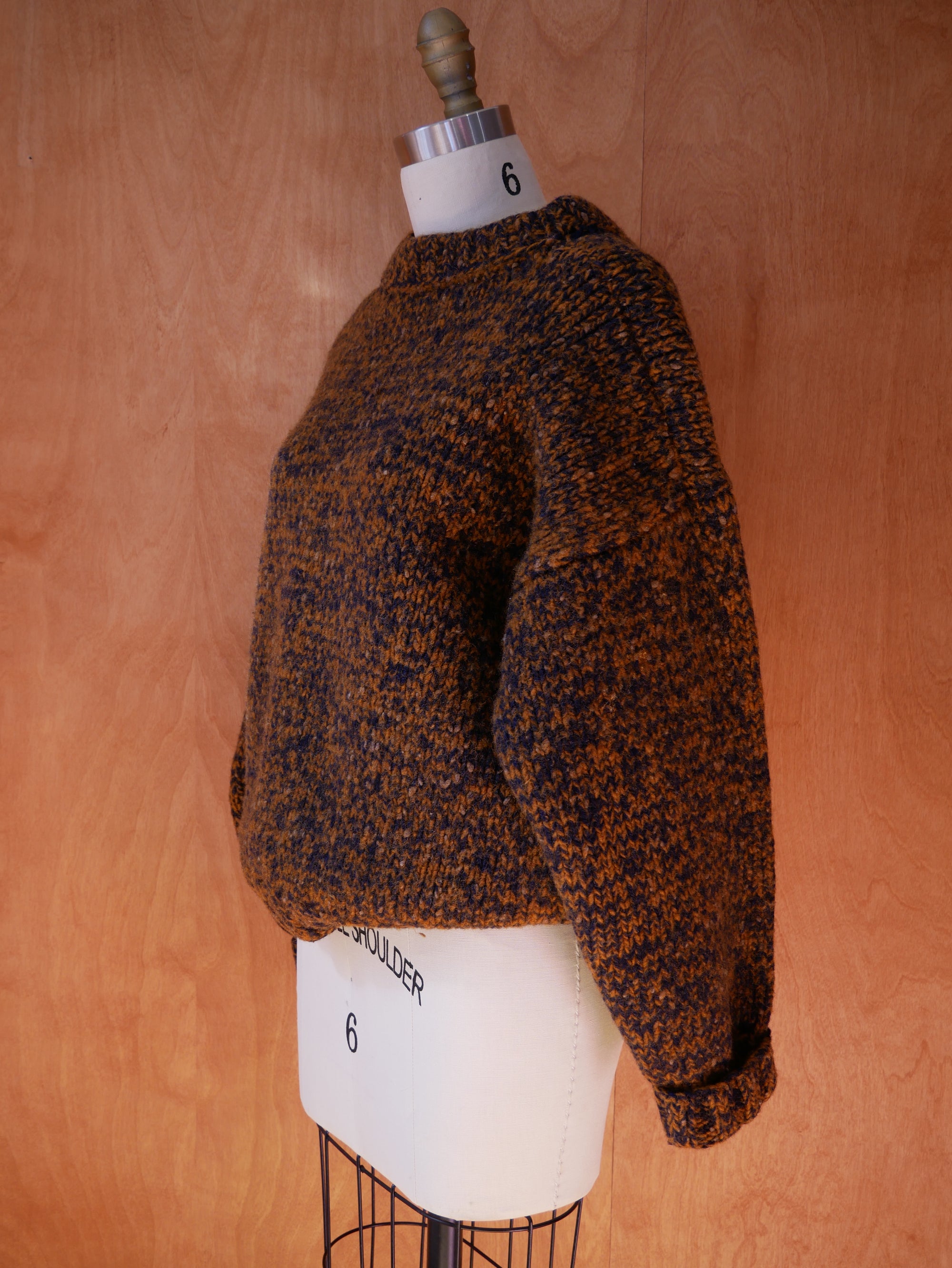 Vintage Brown / Black Knitted Wool Over Sized Sweater