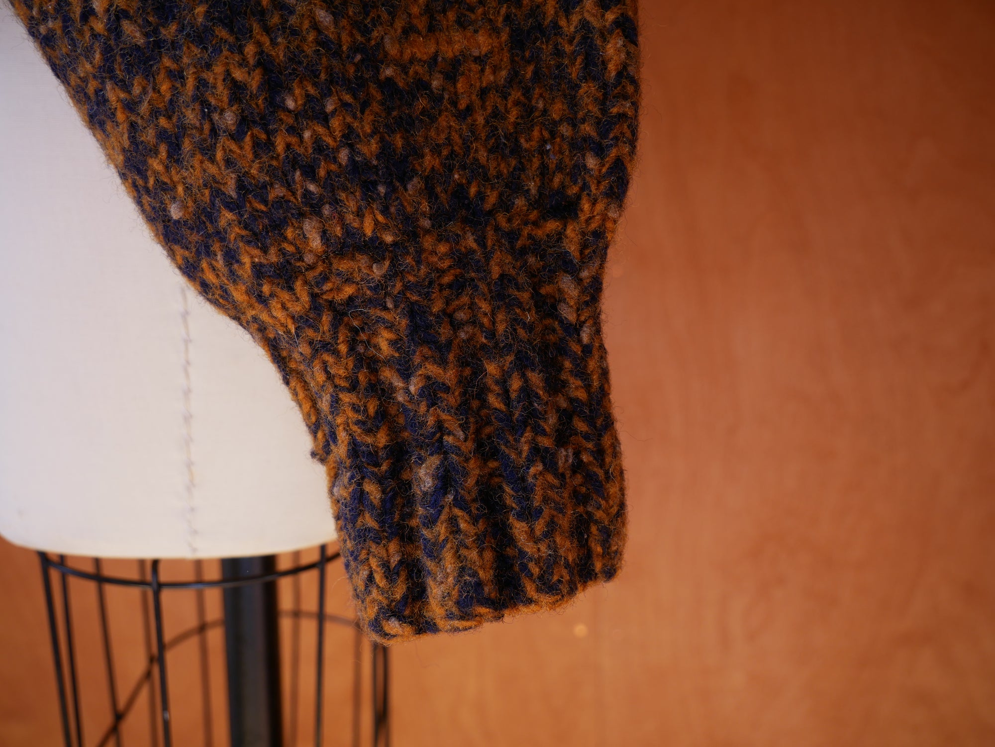 Vintage Brown / Black Knitted Wool Over Sized Sweater