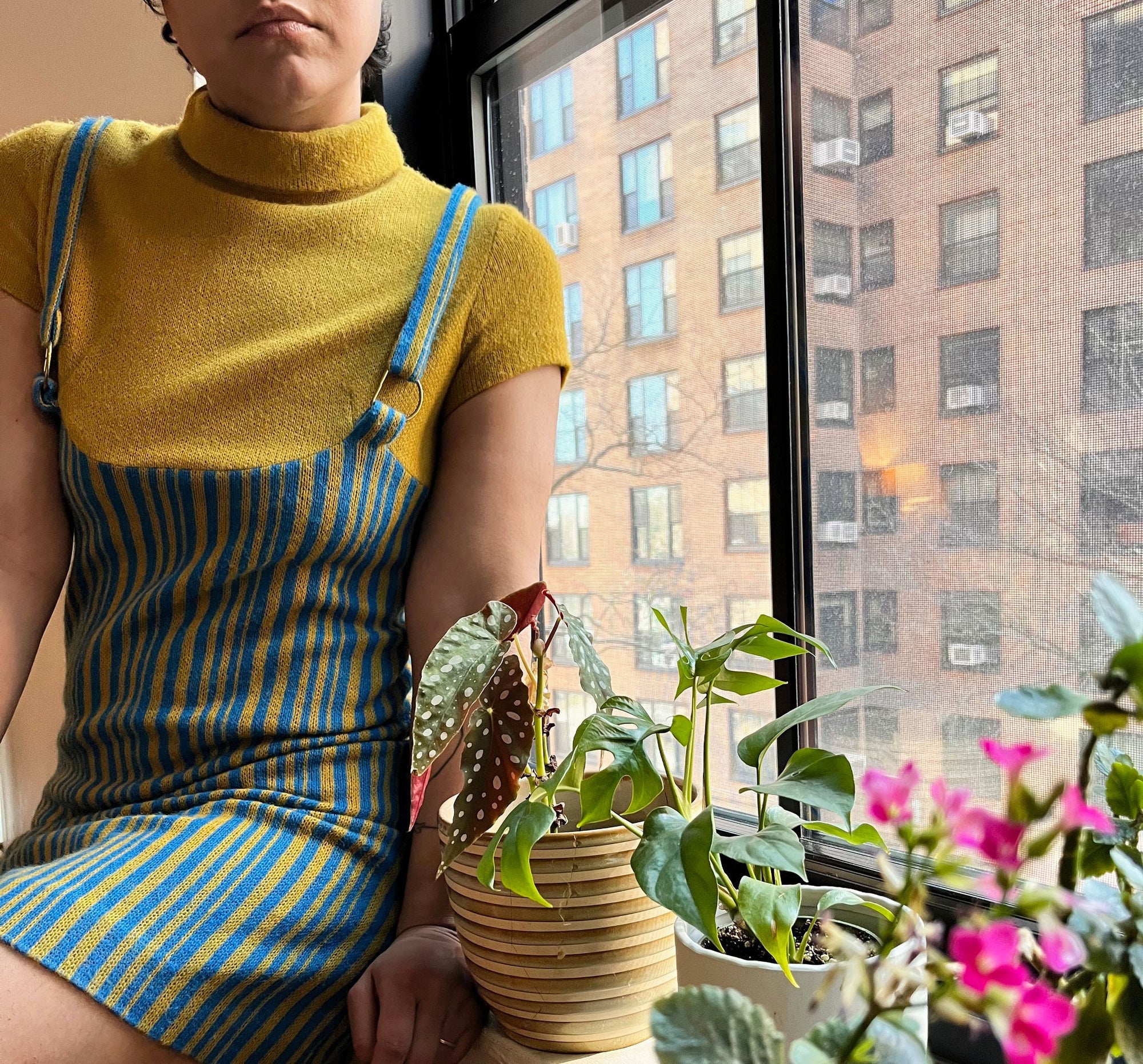 Mod Mustard / Blue Striped Mini Dress