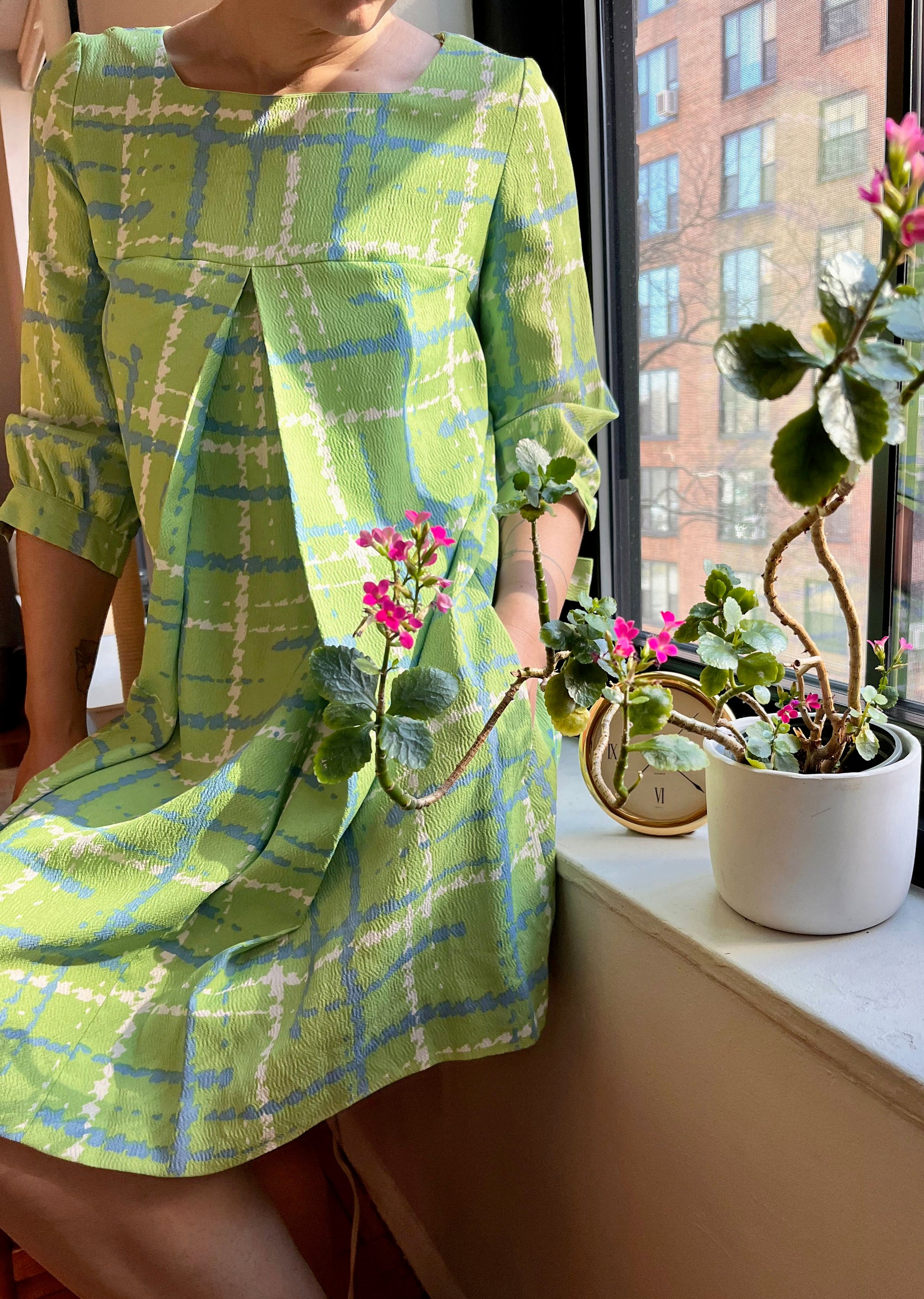 60s Bright Green/White/Blue Dress