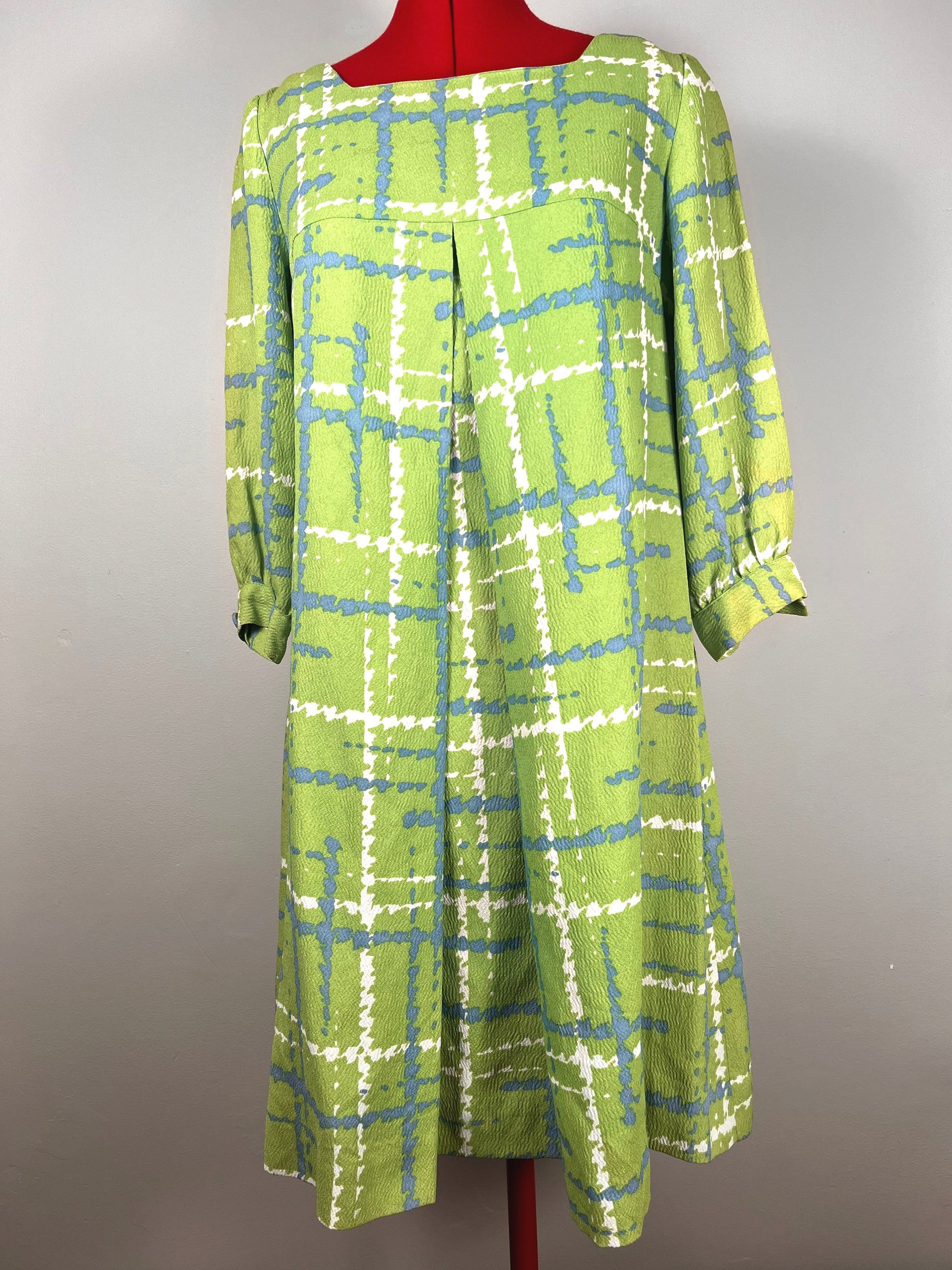 60s Bright Green/White/Blue Dress