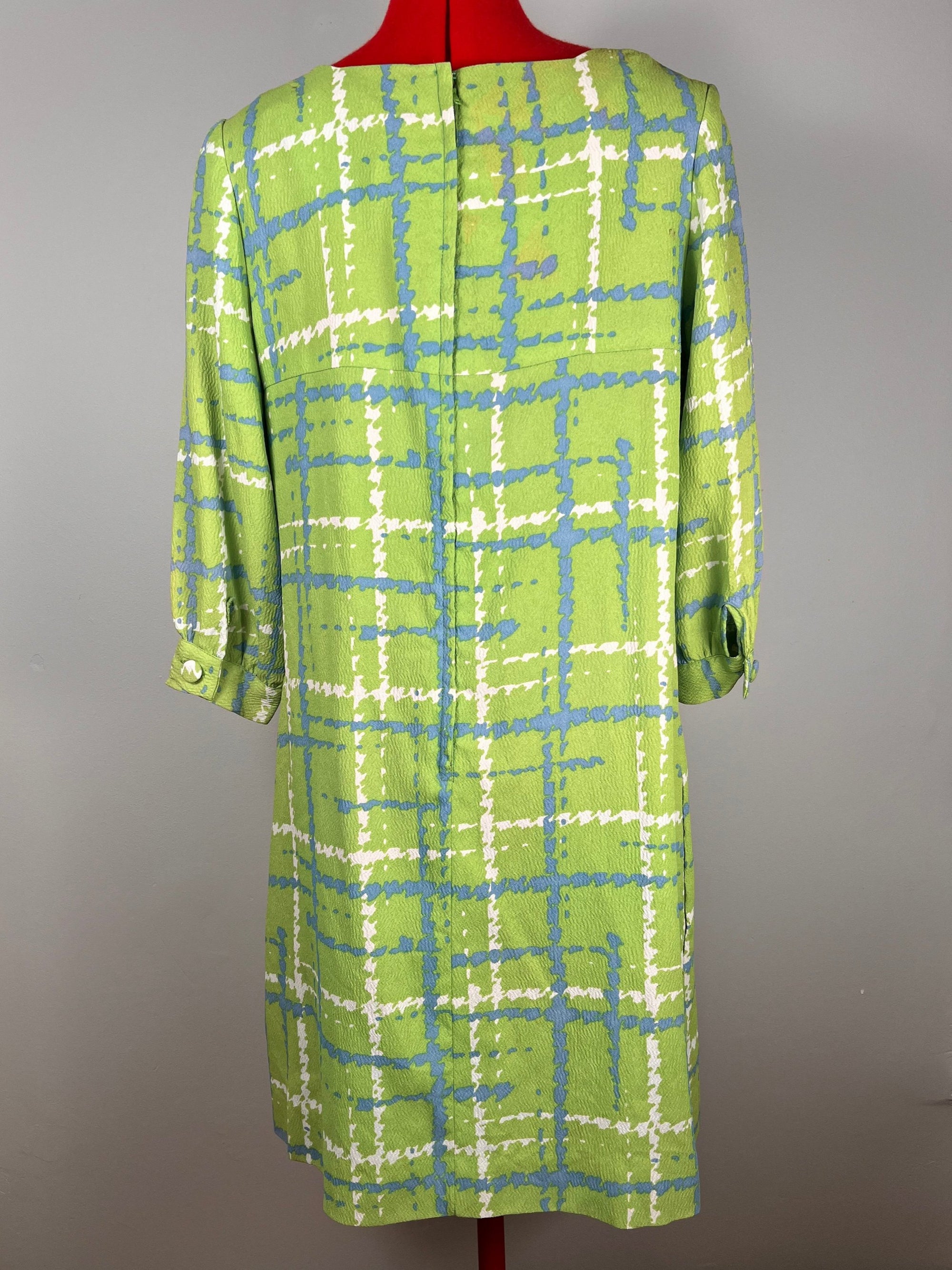 60s Bright Green/White/Blue Dress