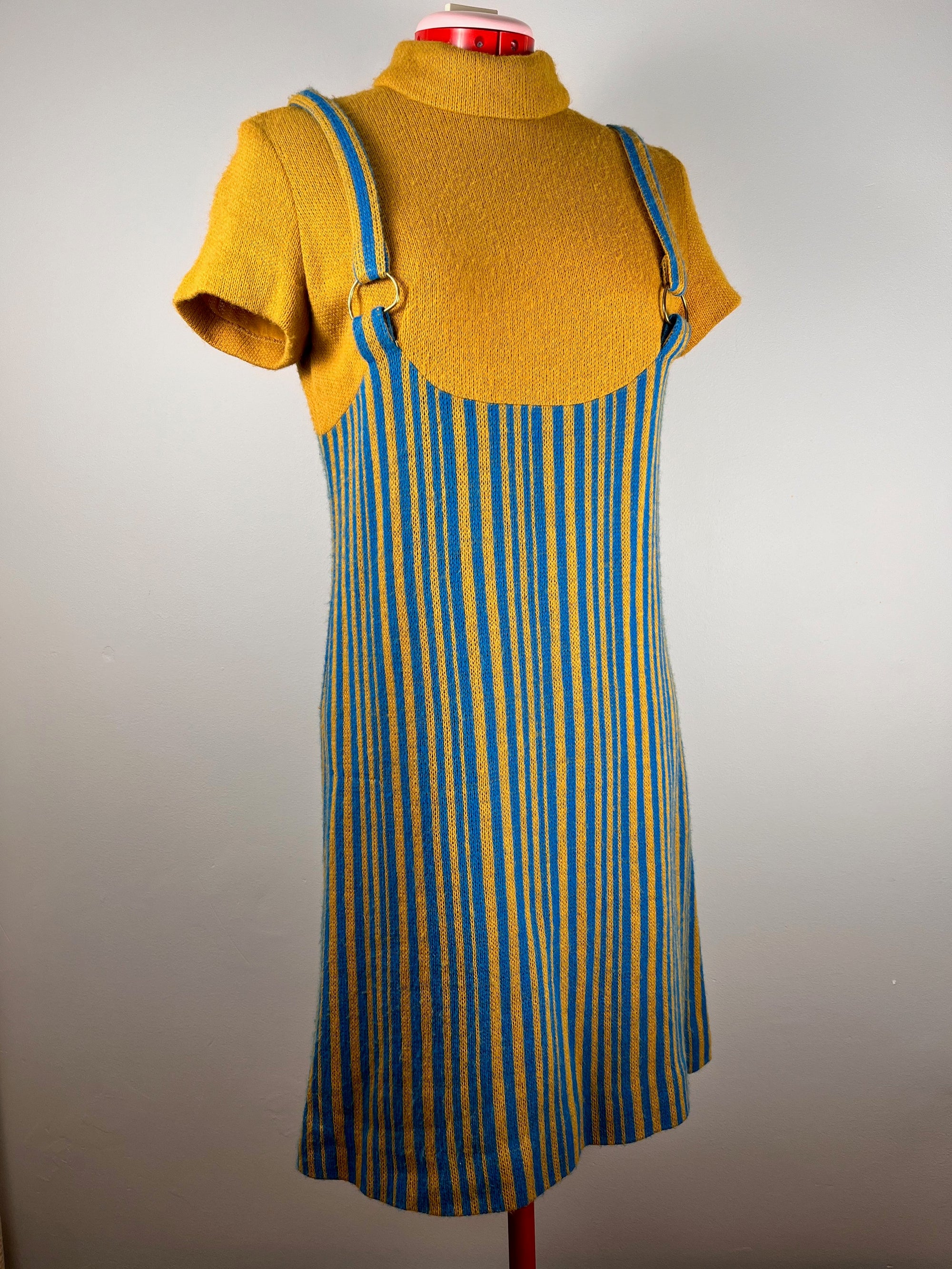 Mod Mustard / Blue Striped Mini Dress