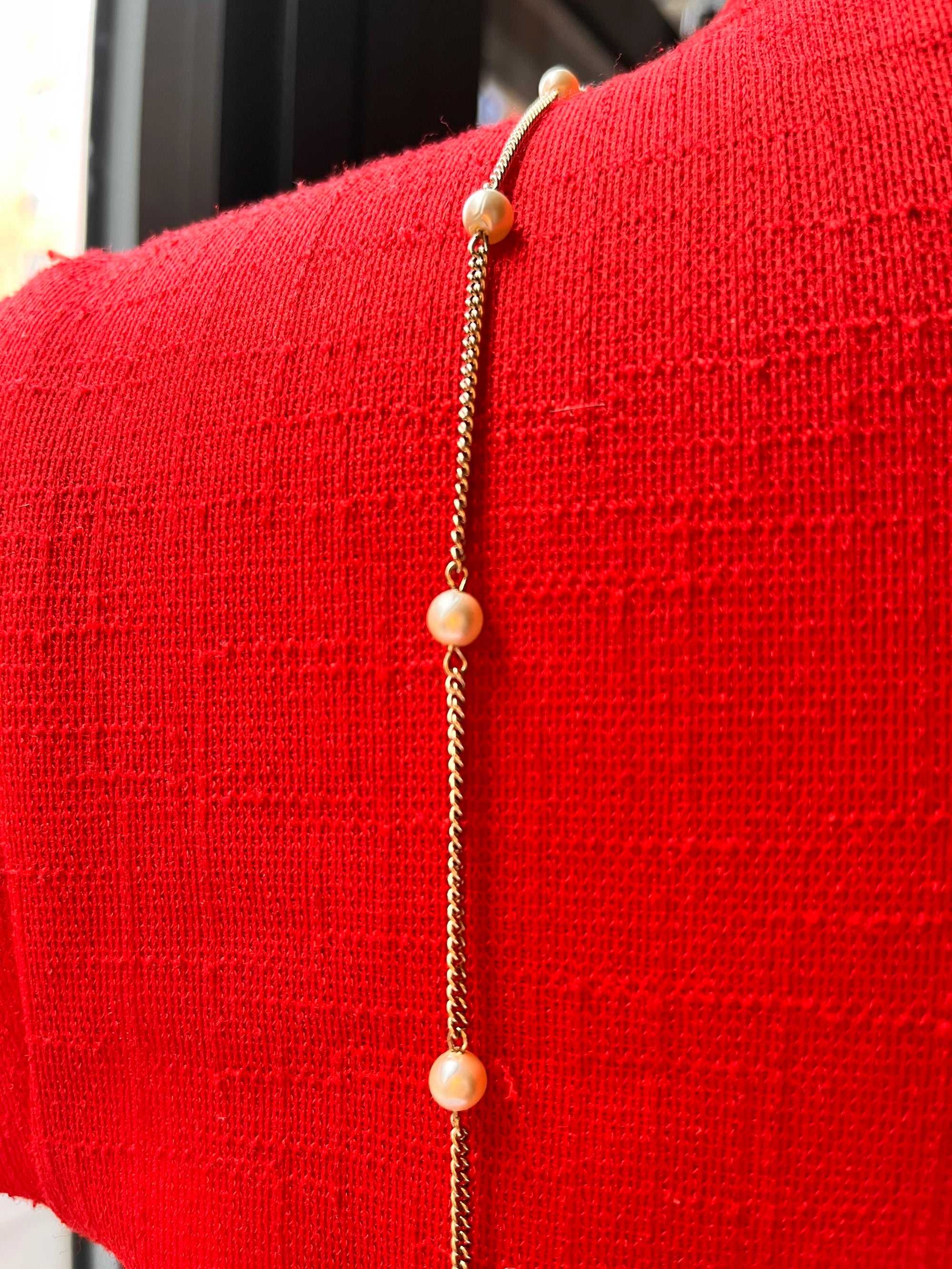 Faux Pearl and Gold Chain Necklace