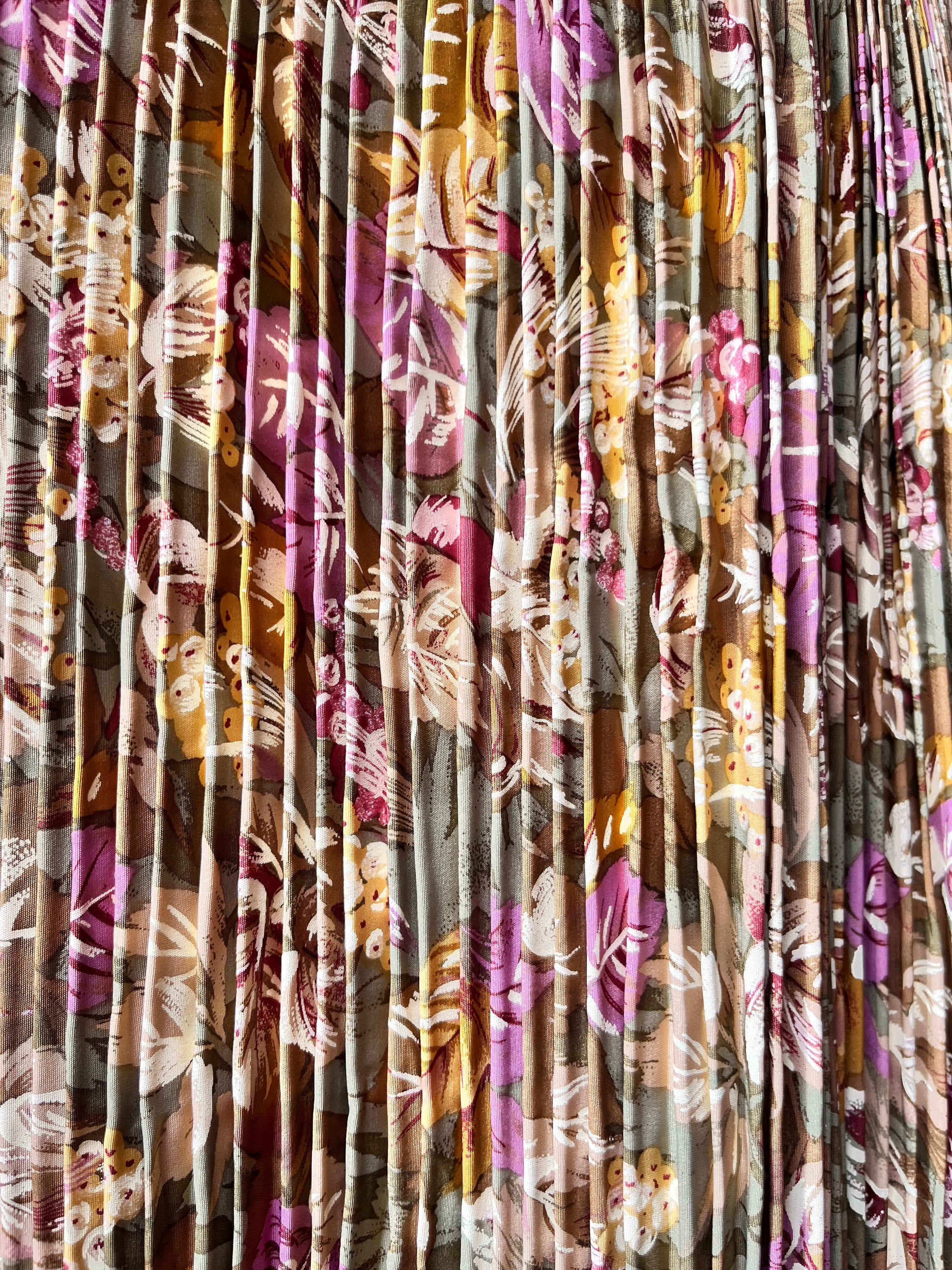 80s Floral Accordion Pleat Skirt