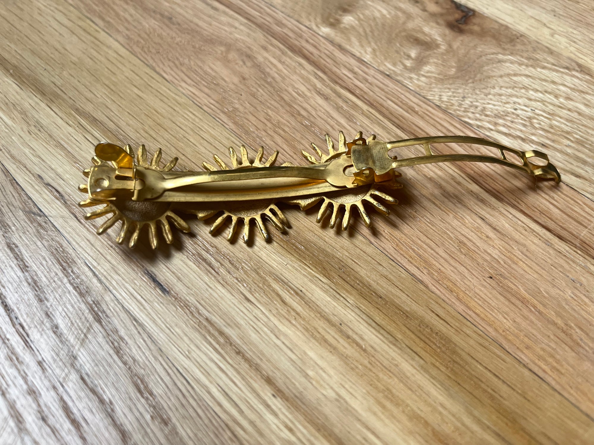 Triple Celestial Sun Face Gold Barrette