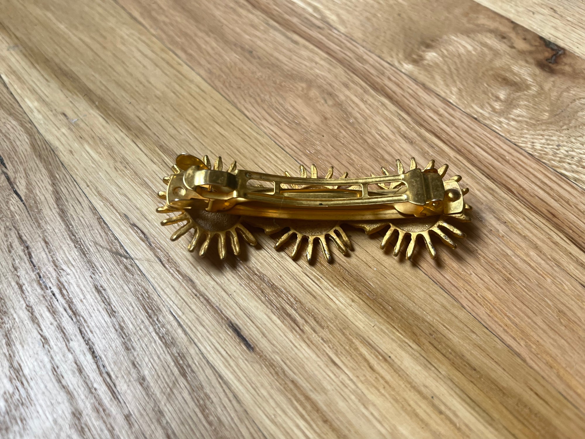 Triple Celestial Sun Face Gold Barrette