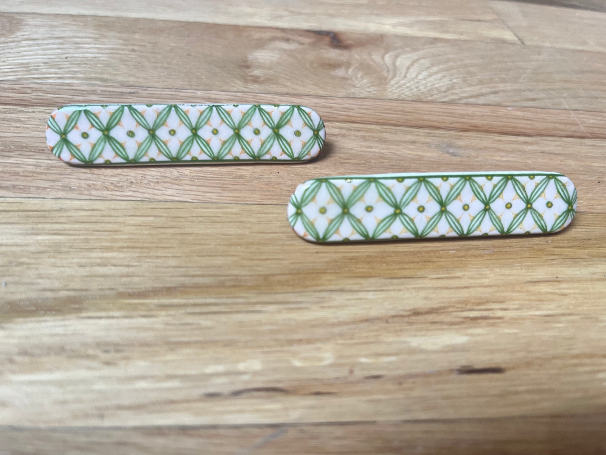 Vintage French Ceramic Barrette Set