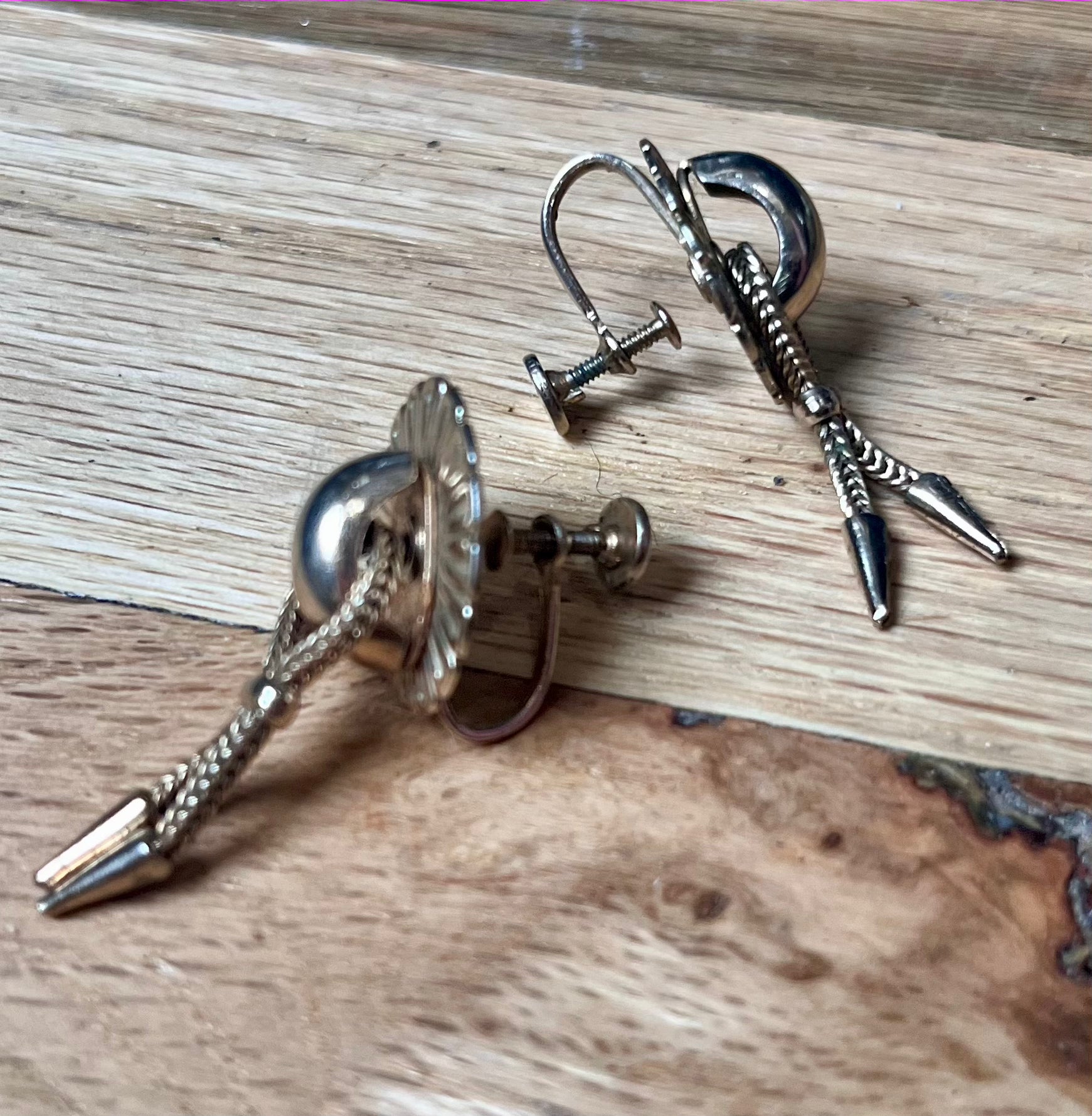 Vintage Gold Electroplated Arrow Earrings