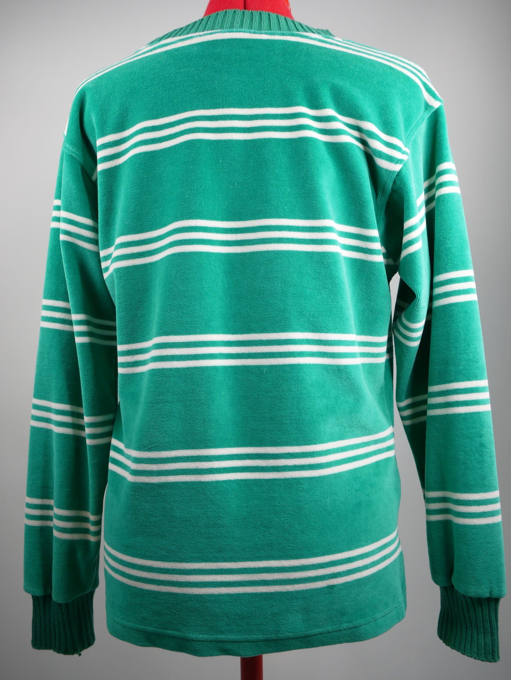 Green And White Striped Sweashirt