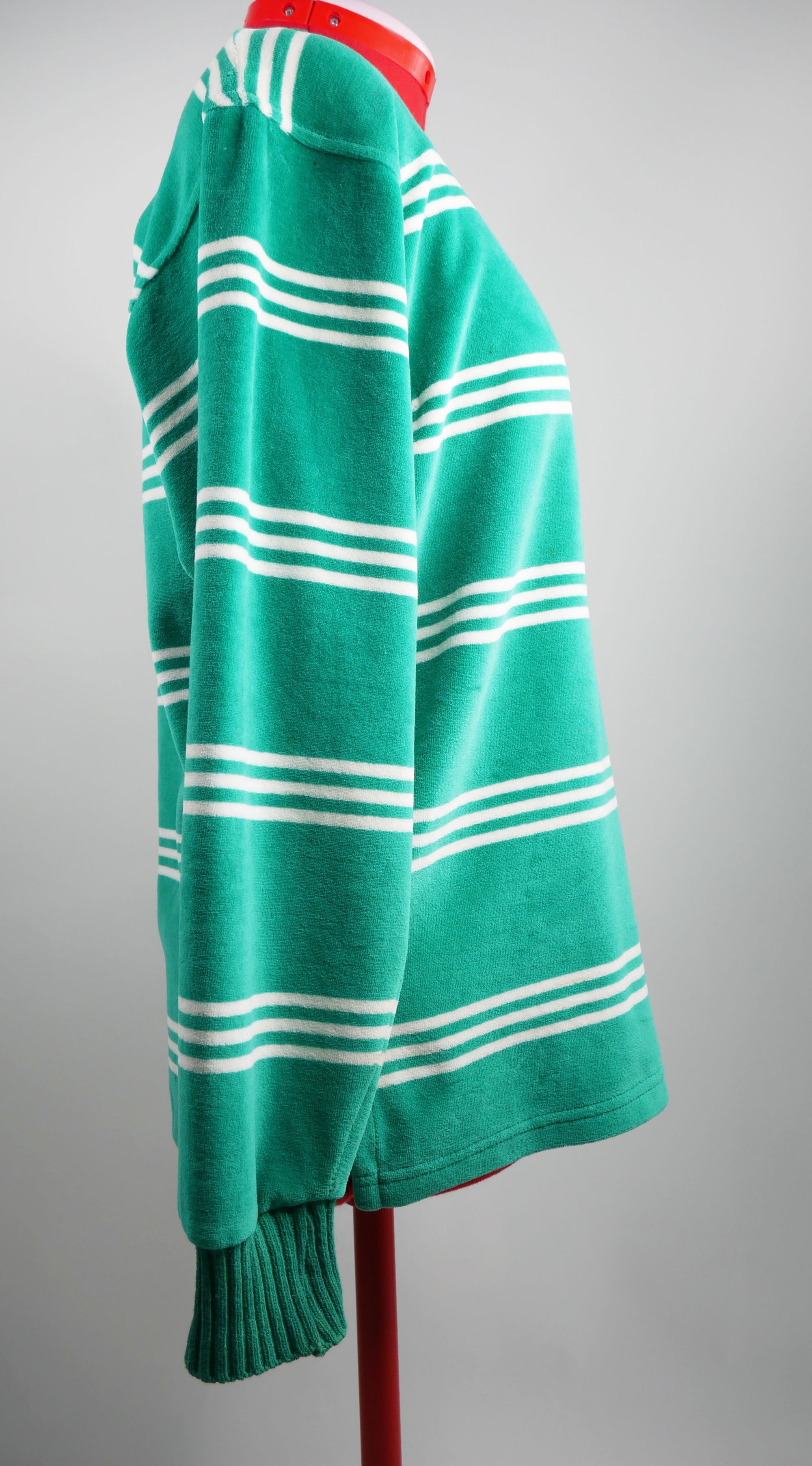 Green And White Striped Sweashirt