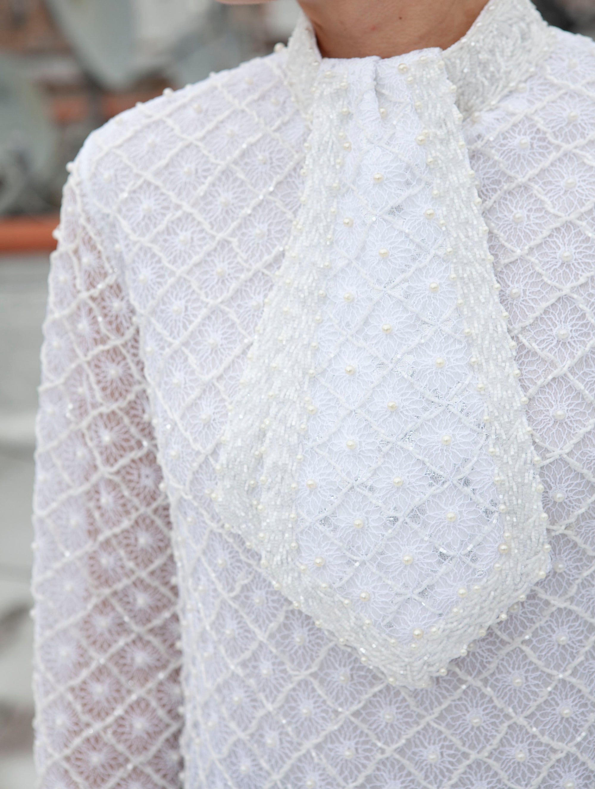 White Beaded Mini Dress