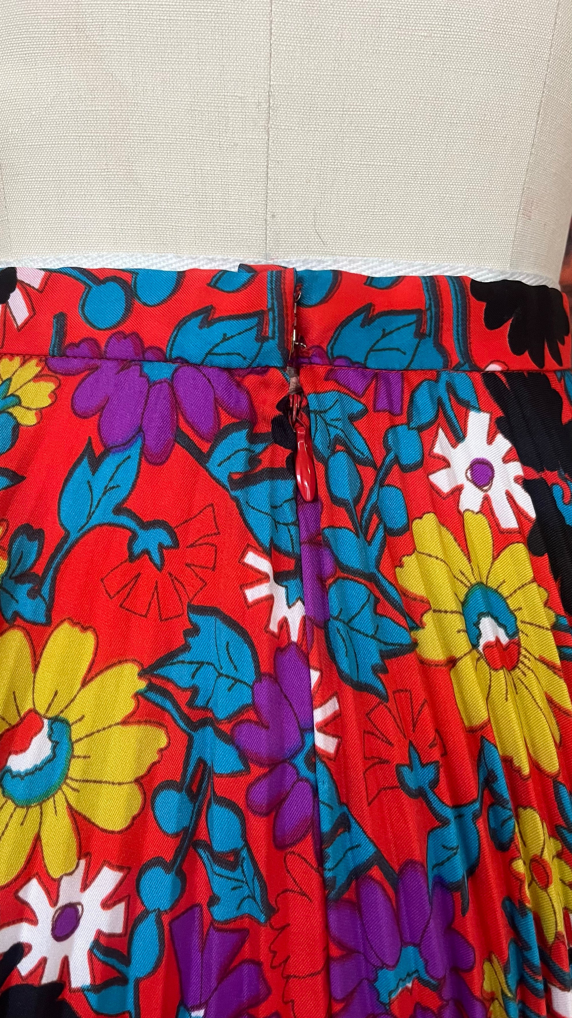 70s Floral Accordion Maxi Skirt