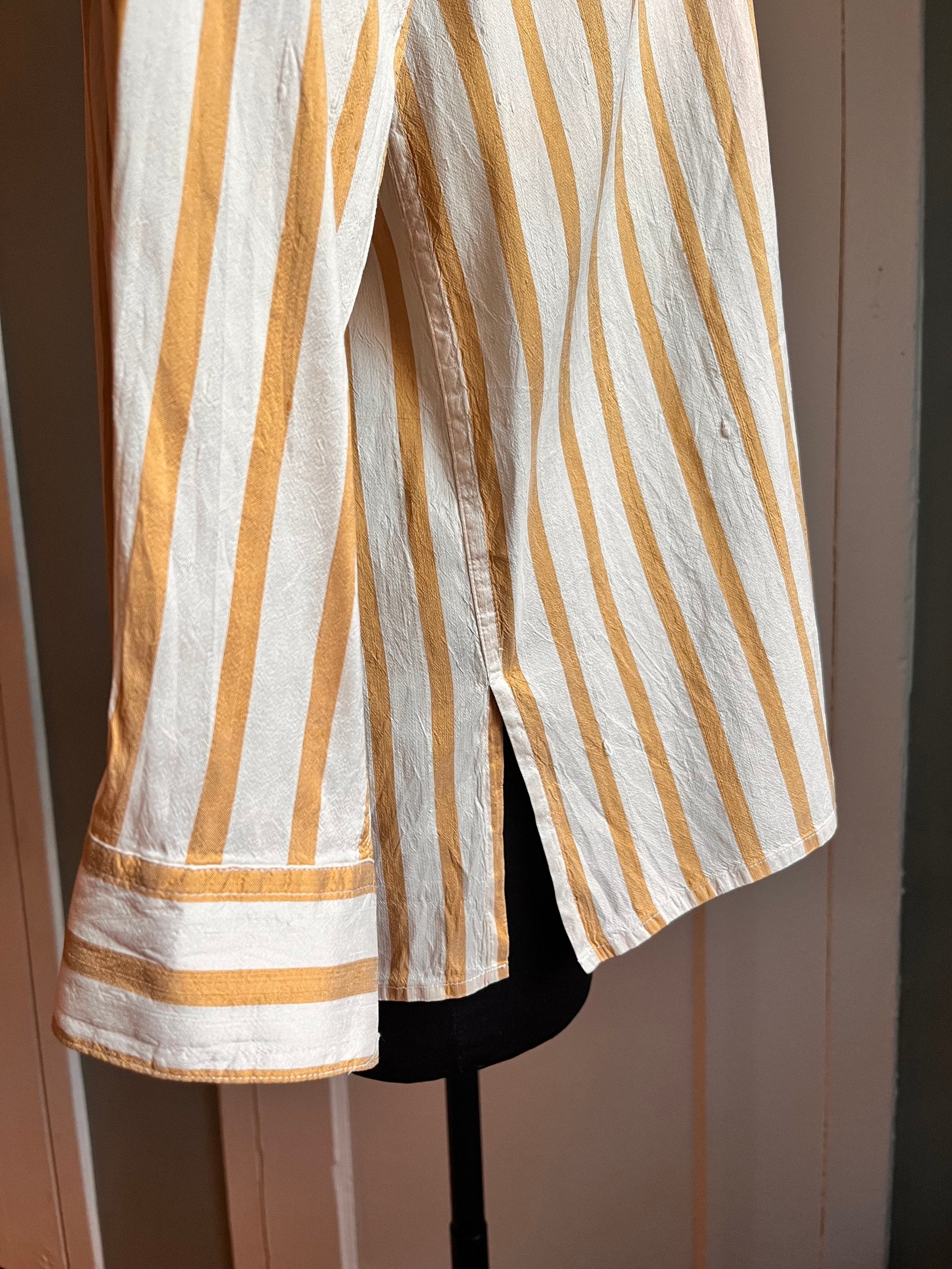 Saks Fifth Avenue Mustard Striped Silk Button Down