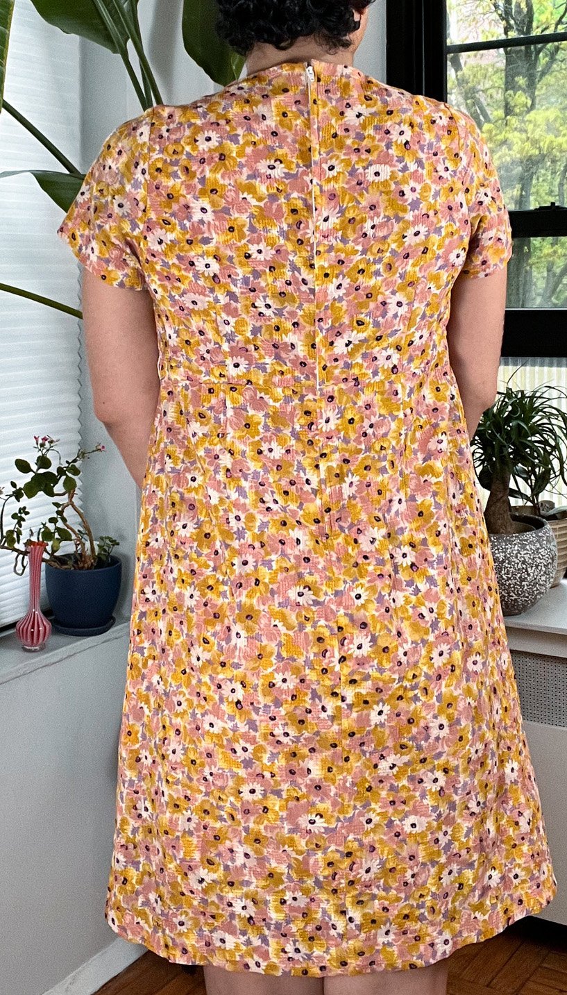 60s Pink and Mustard Floral Dress