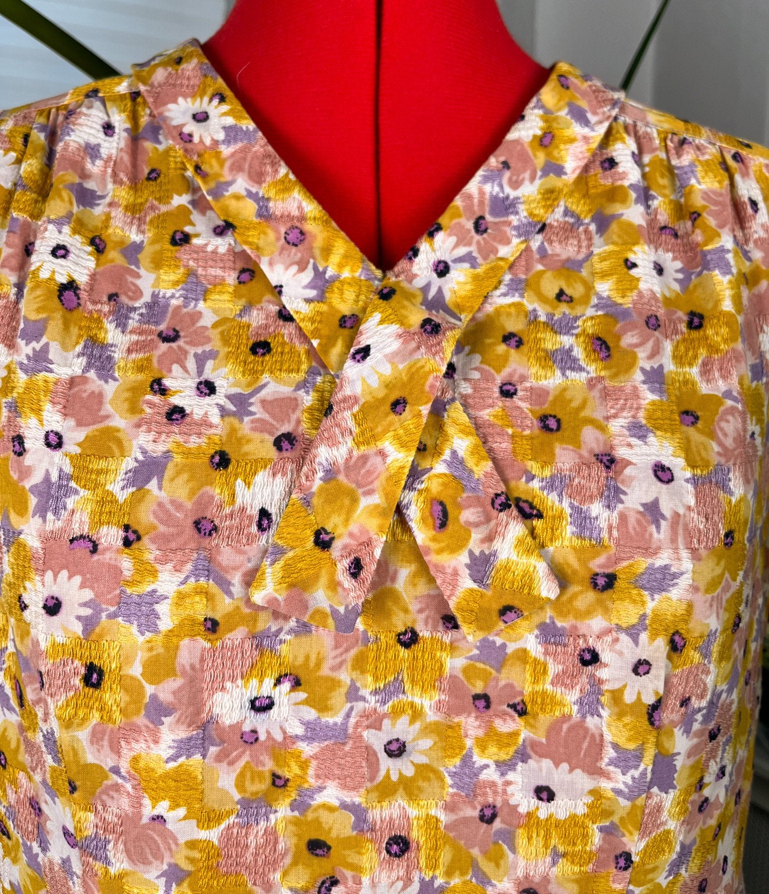 60s Pink and Mustard Floral Dress